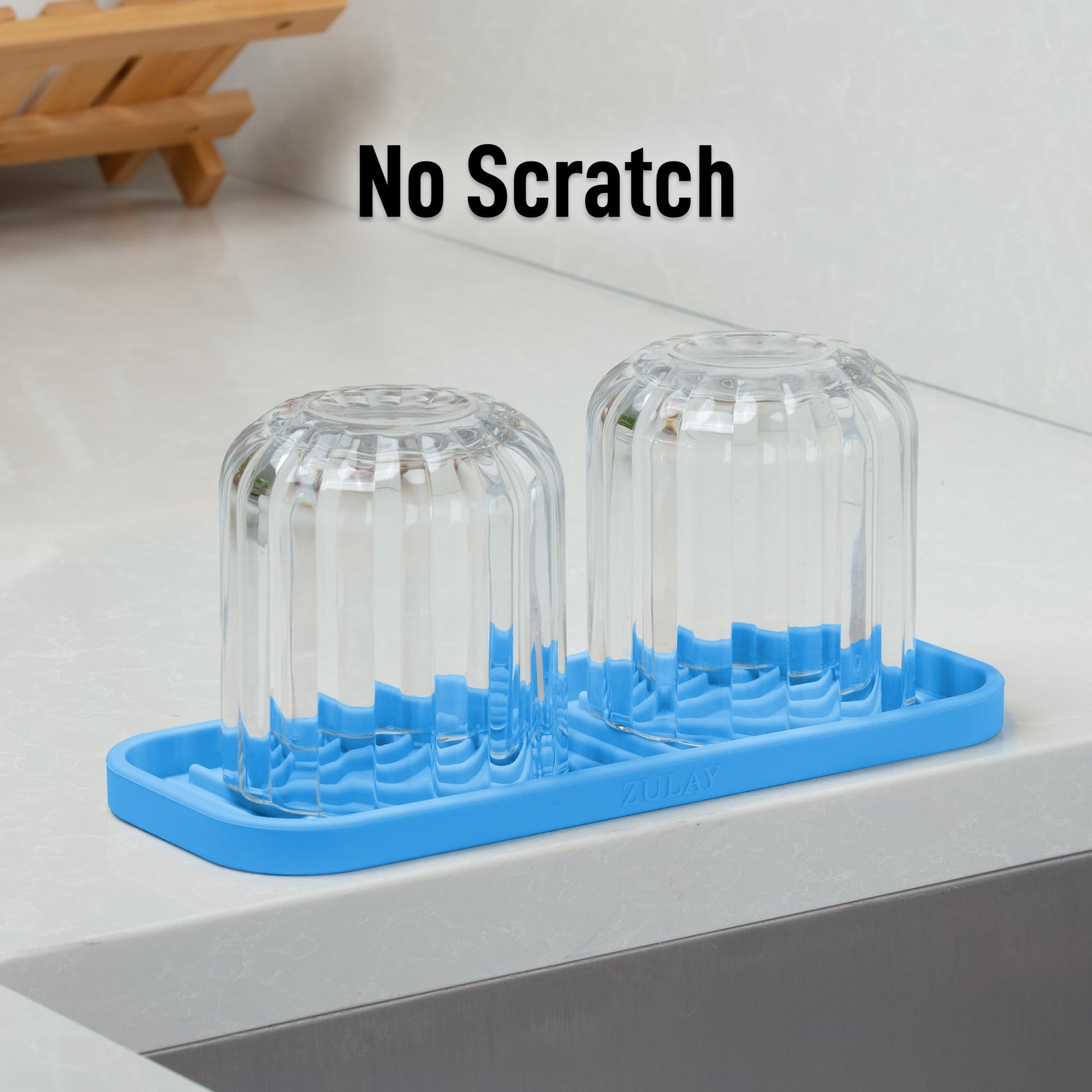 9x3.5) Silicone Sponge Holder for Kitchen Sink - Flexible Multipurpose Kitchen Soap Tray Sponge Holder - Sink Organizer Tray for Kitchen, Bathroom, Makeup, Trinkets & More (Blue)
