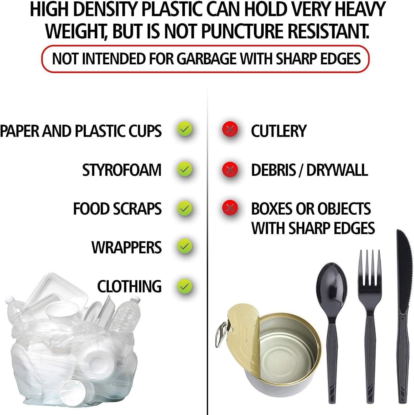 12 16 Gal Clear Trash Bags (500 Count)