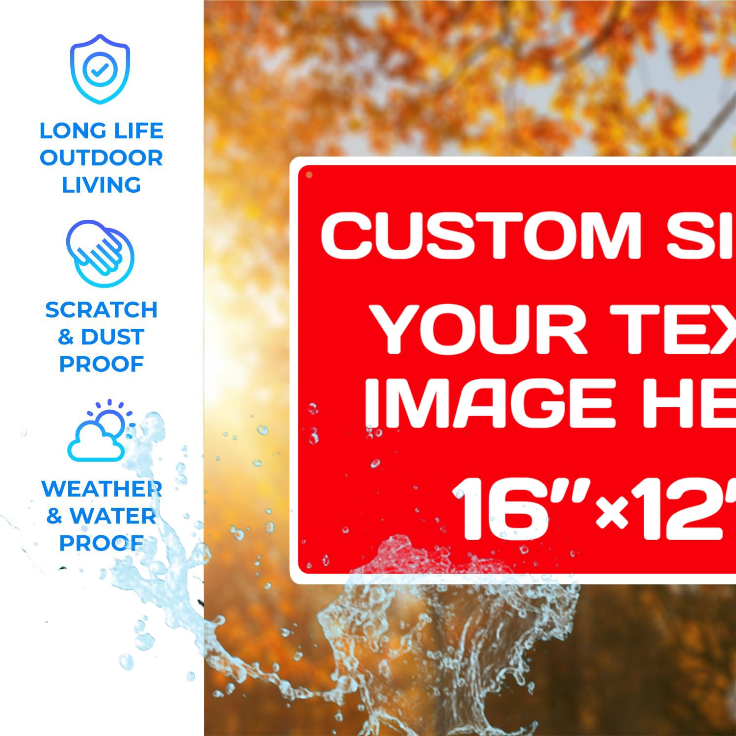 Custom Signs Aluminum Weatherproof Metal Sign Multiple Sizes Custom Personalized Text And picture Here