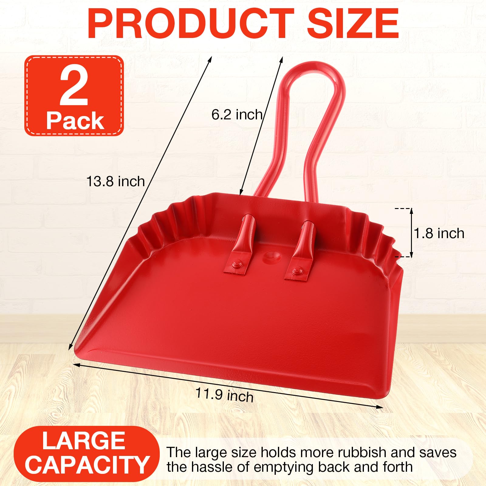 4 Pack 12 inch Heavy Duty Metal Dustpan Large Wide Dust Pans for Household Handheld Wide Scooper and Debris Cleaning Tool Ideal for Home and Commercial Use (4 Count)