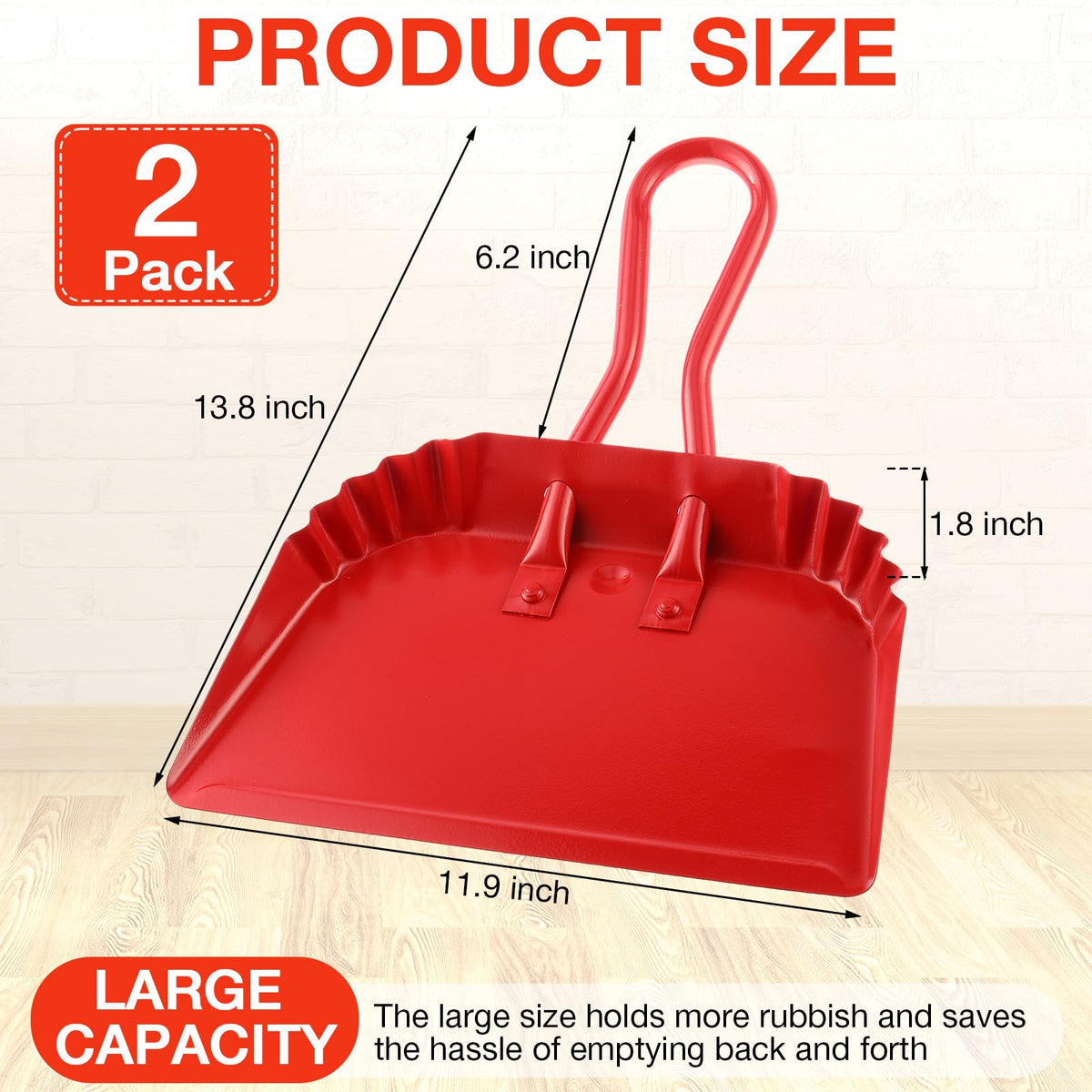 2 Pcs Heavy Duty Metal Dust Pans (2 Count)