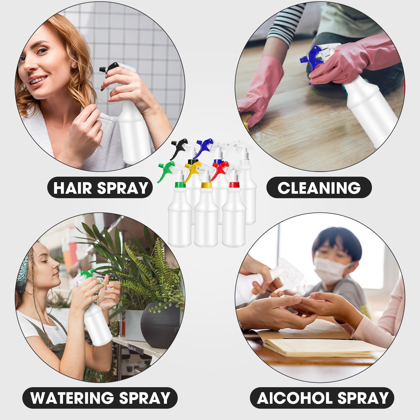 12 Pcs 16 Oz Plastic Spray Bottles