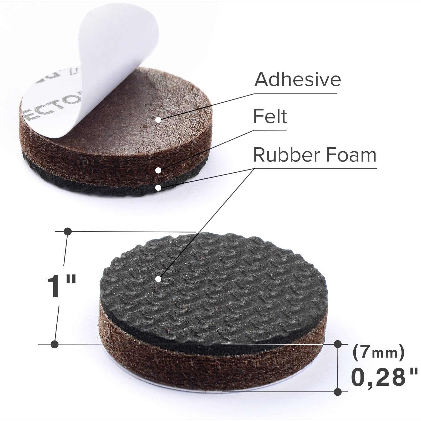 Non Slip Furniture Pads 36 pcs 1" X (36 Count)