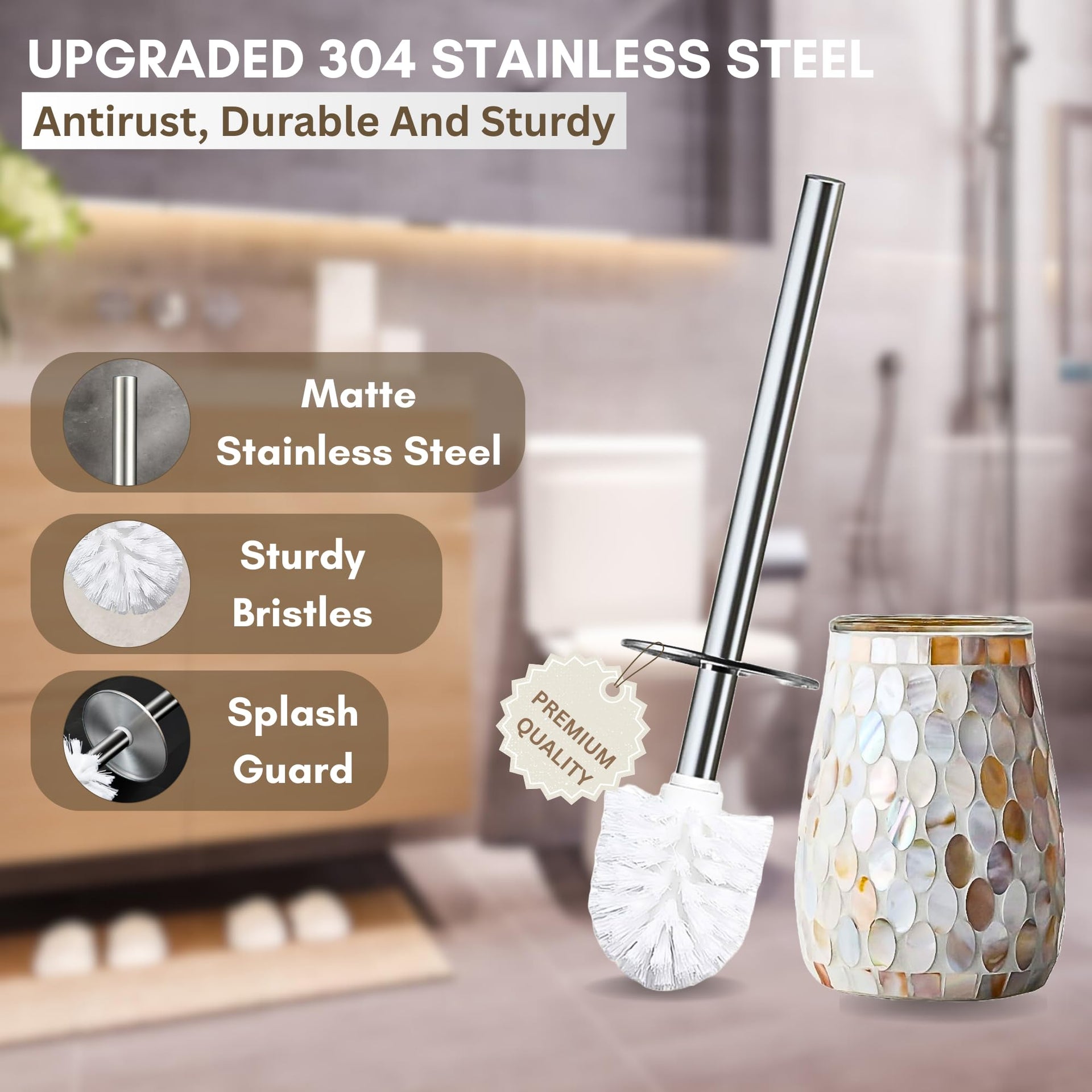 Natural Shell Toilet Brush and Holder Set
