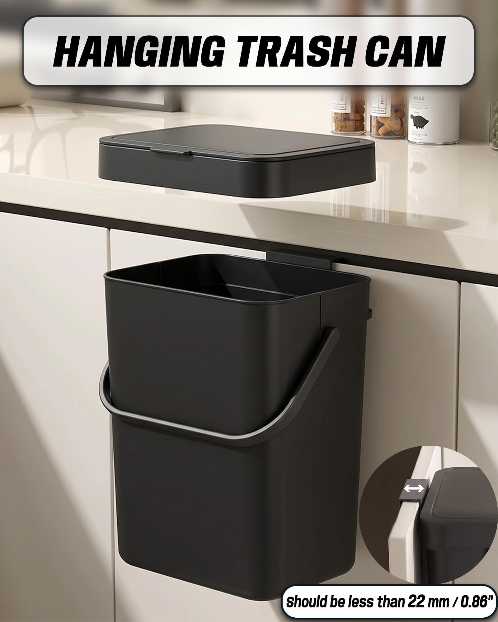 3.2 Gal Hanging Trash Can with Slide Lid