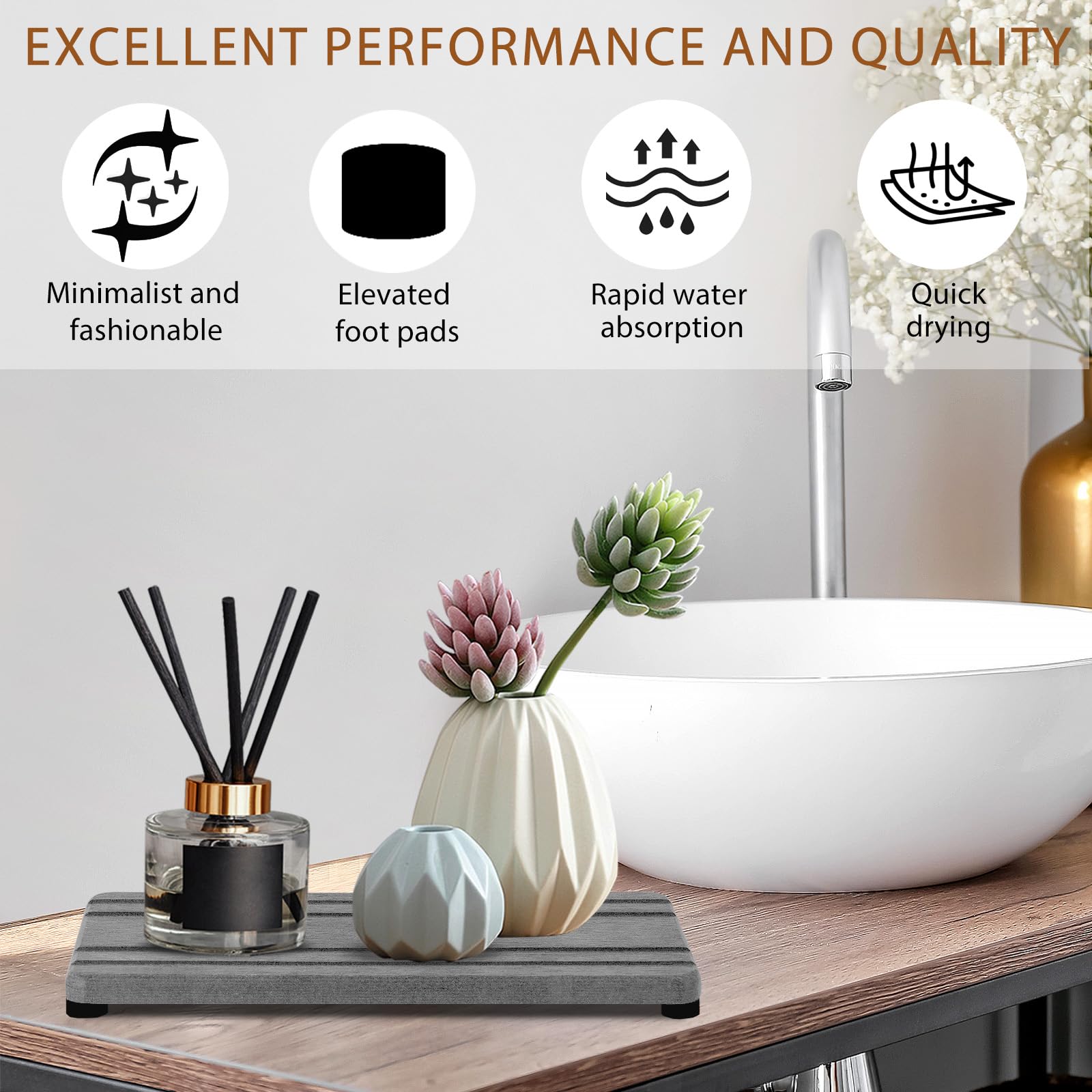 2PCS Water Absorbing Stone Tray (2 Count)