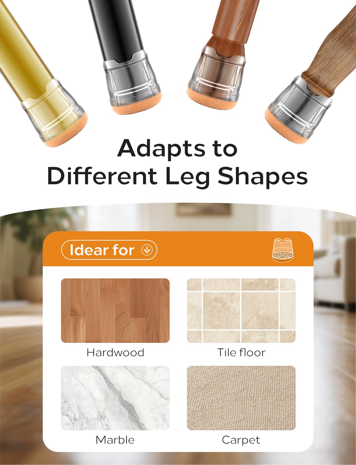 24 Pack Silicone Chair Leg Floor Protectors for Hardwood Floors (24 Count)