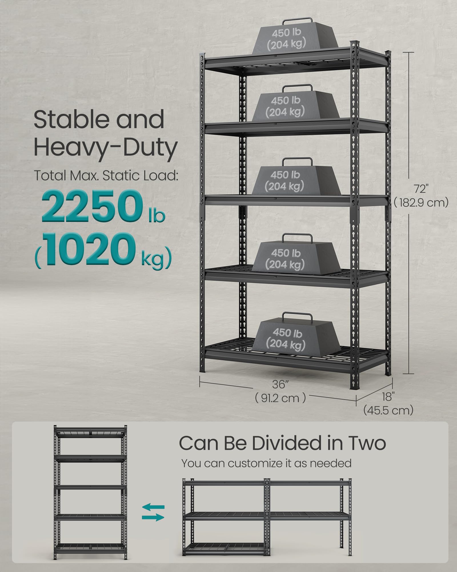 5 Tier Steel Storage Shelves