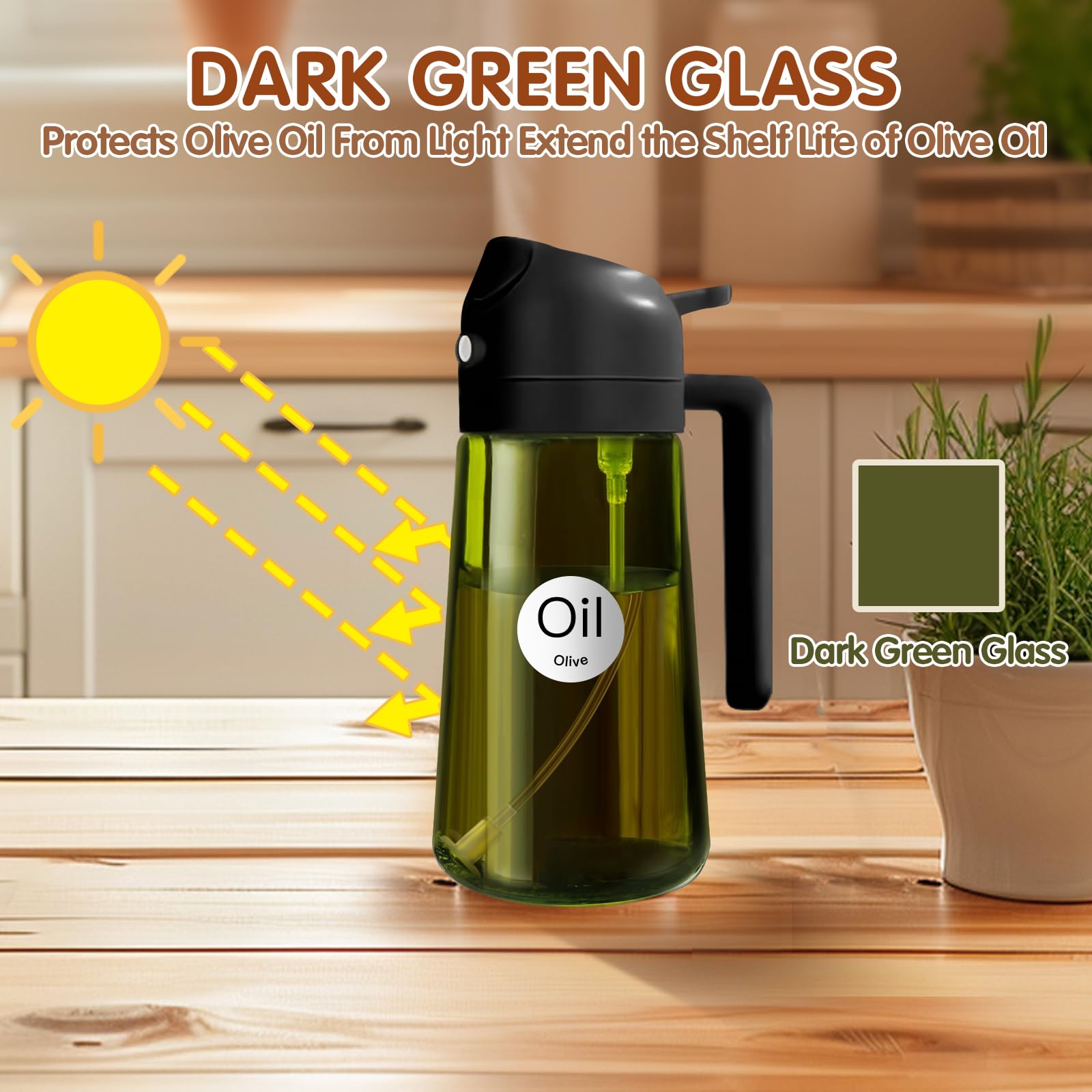 16oz 470ml 2PCS Light Blockage Dark Oil Sprayer for Cooking