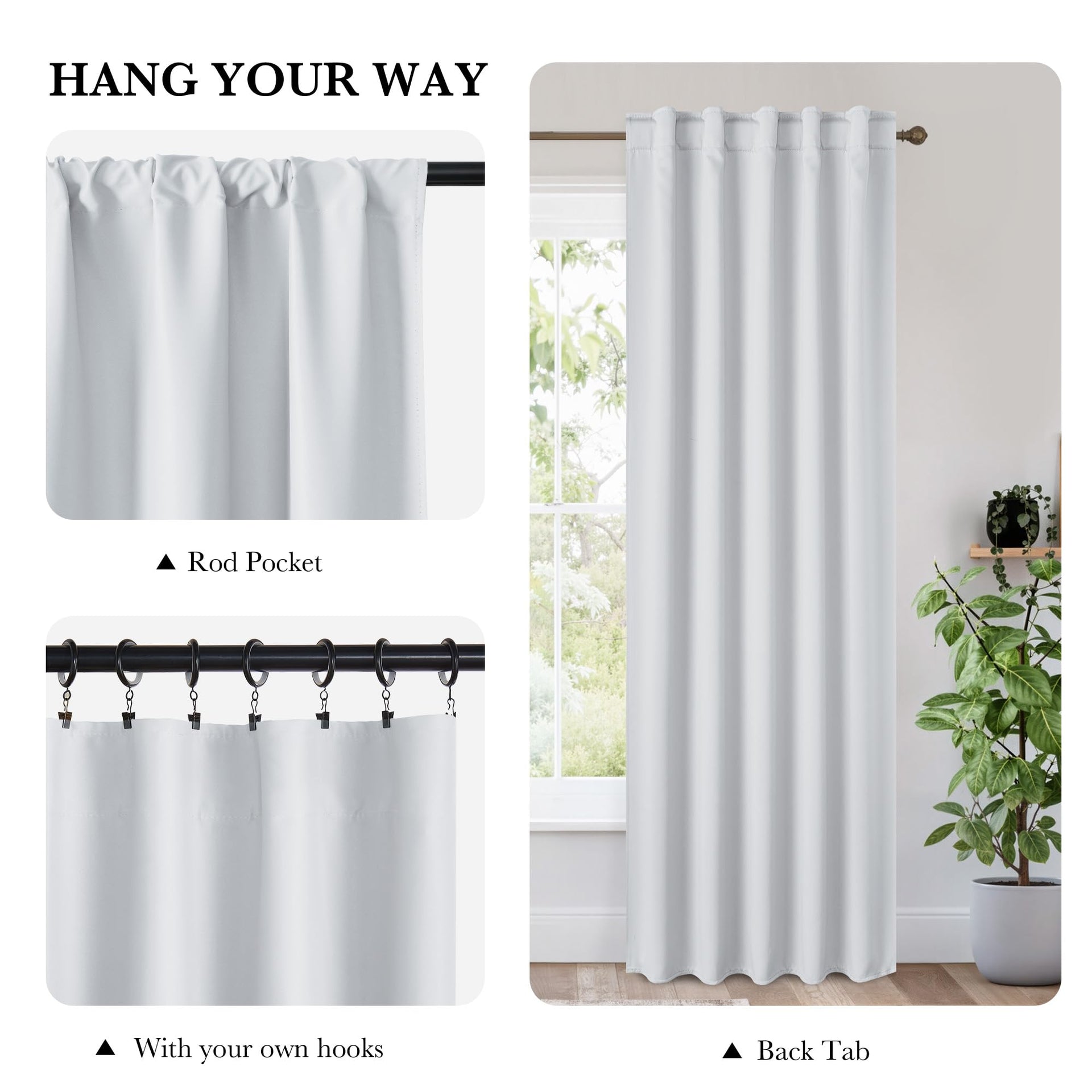 100% Blackout Curtains 72 inches Long for Bedroom (2 Count)