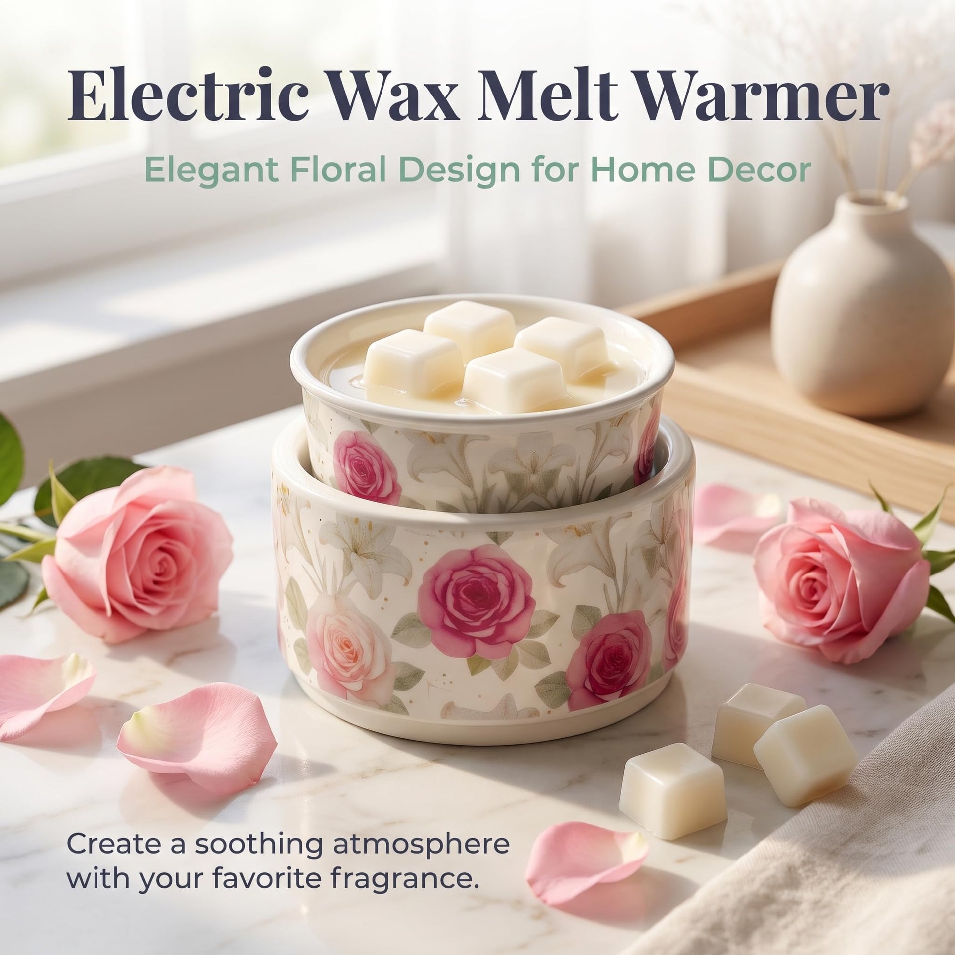 Pink Floral Ceramic Electric Wax Melt Warmer
