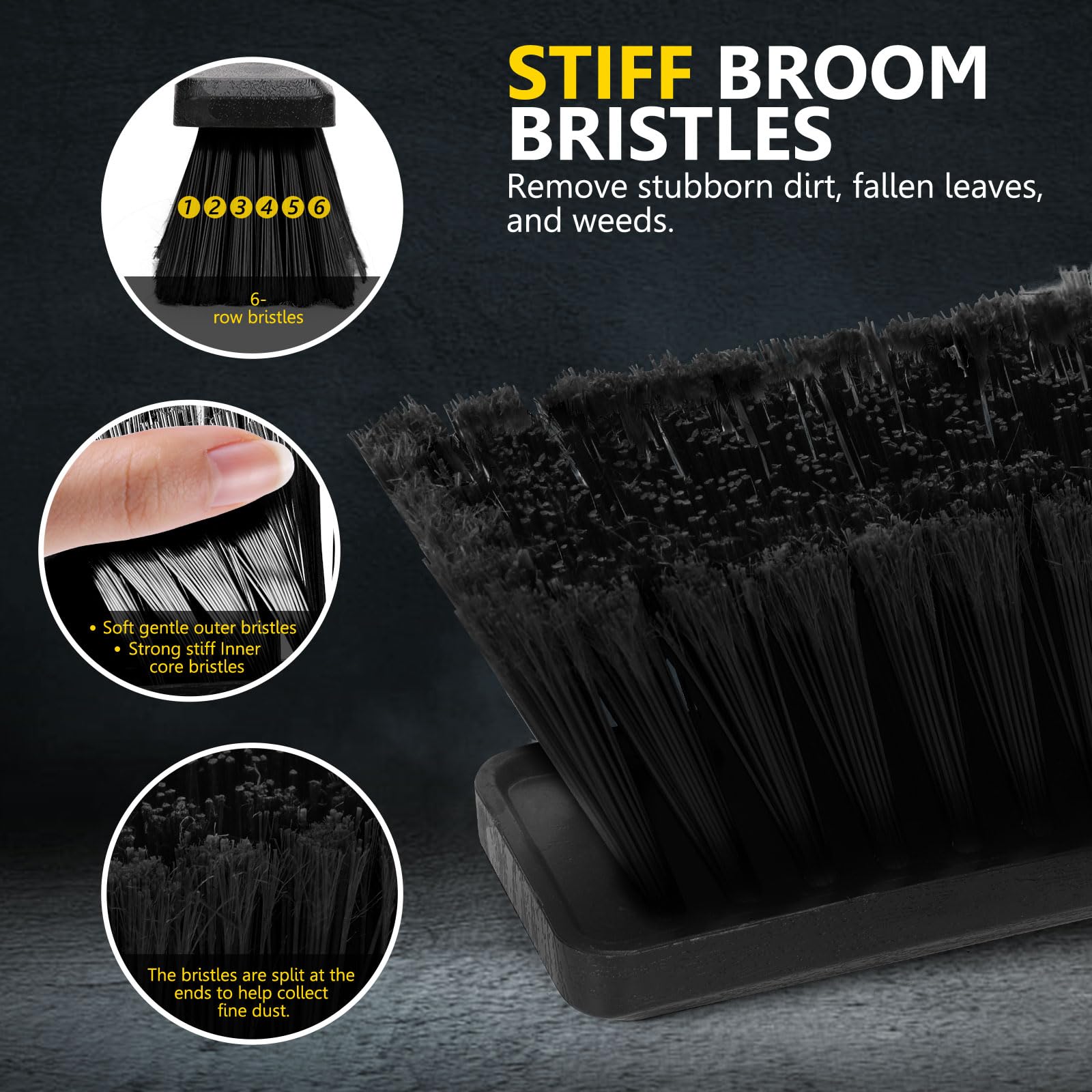 24.8" Push Broom Heavy Duty Outdoor Stiff Bristle for Garage&Patio