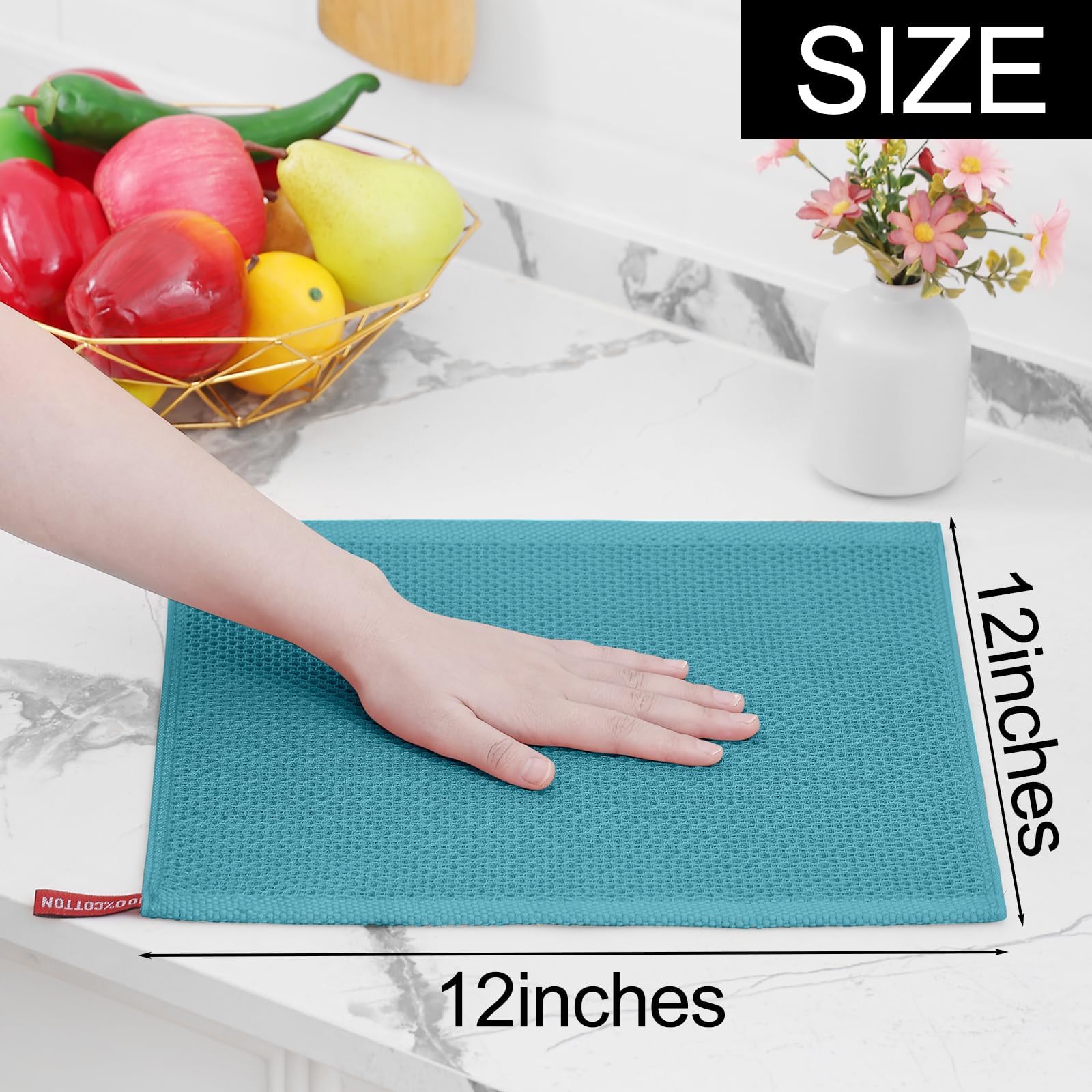 100% Cotton Waffle Weave Kitchen Dish Cloths 24 (24 Count)