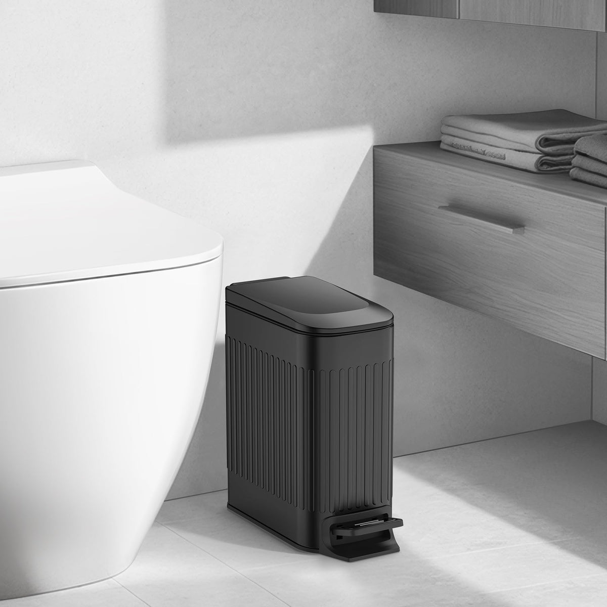 Slim Bathroom Trash Can with Lid Soft Close