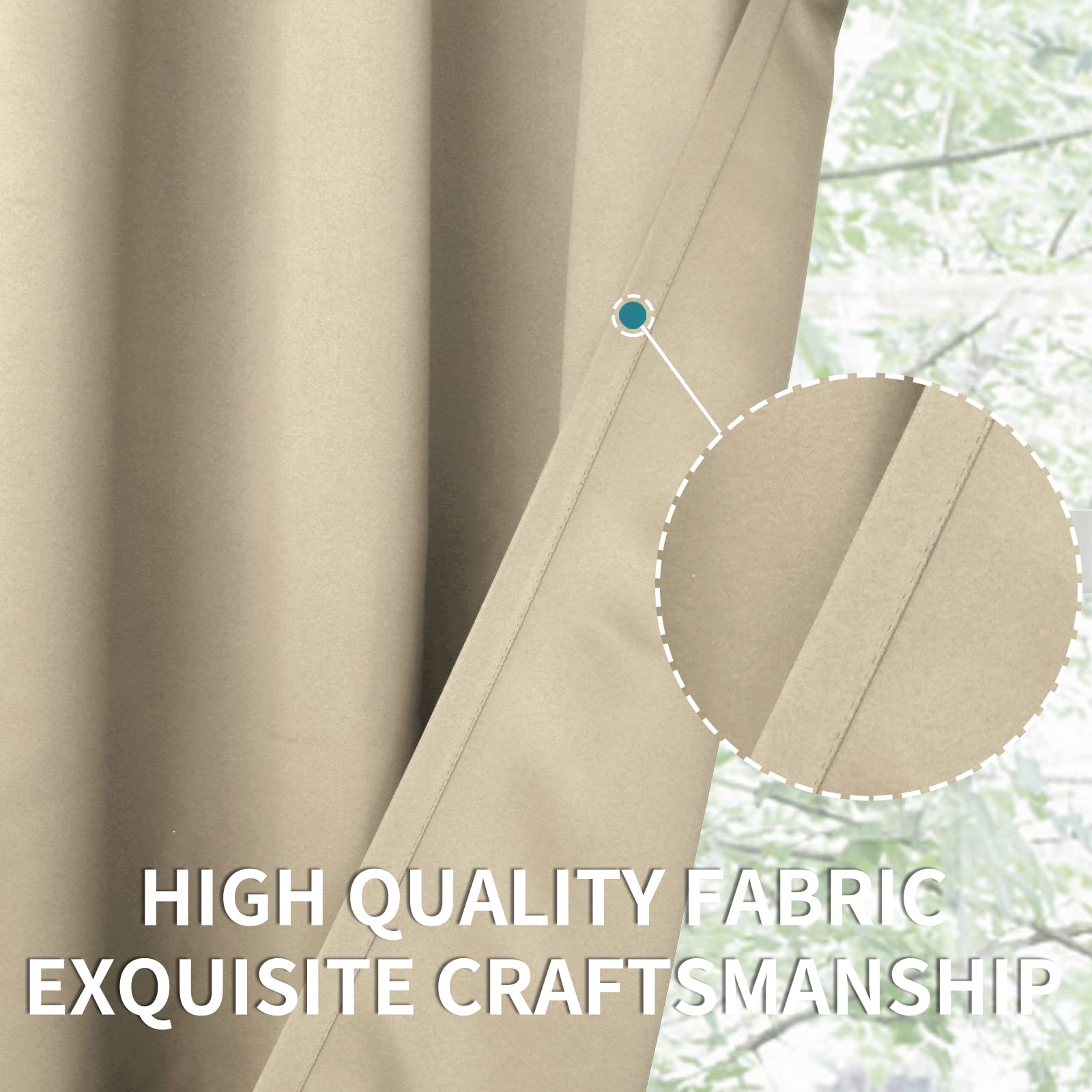 Beige Room Darkening Curtains 72 Inches Long (2 Count)