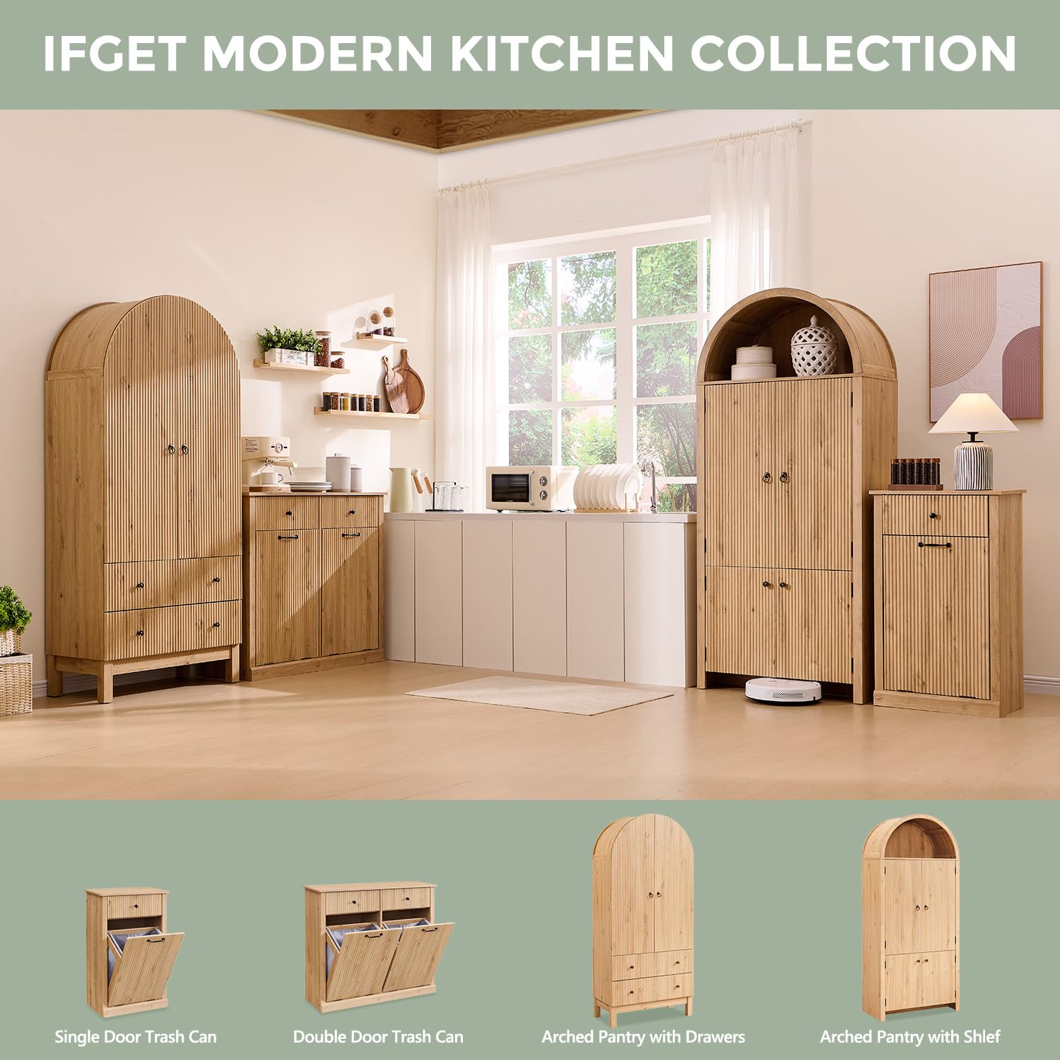 Triple Tilt Out Trash Can Cabinet