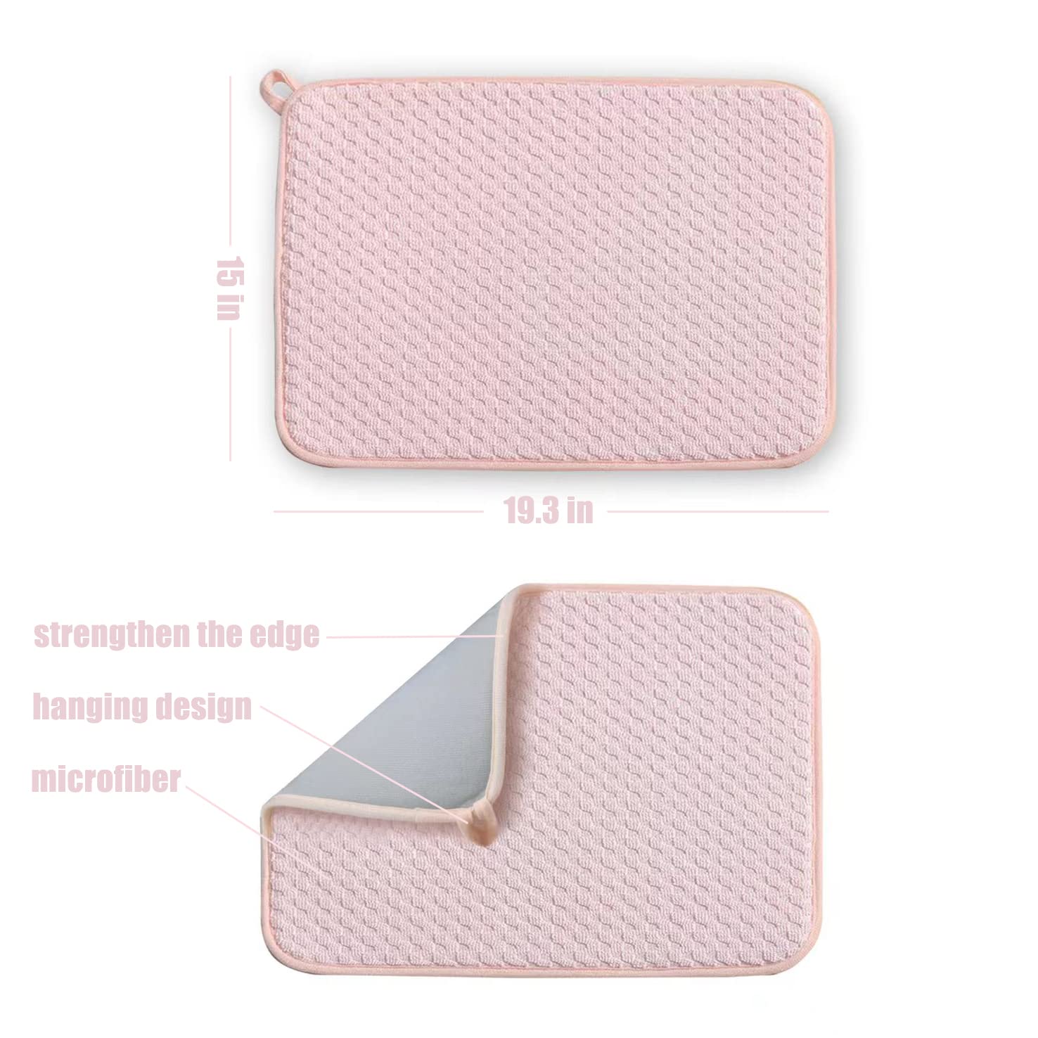 Pink Dish Drying Mats for Kitchen Counter (2 Count)
