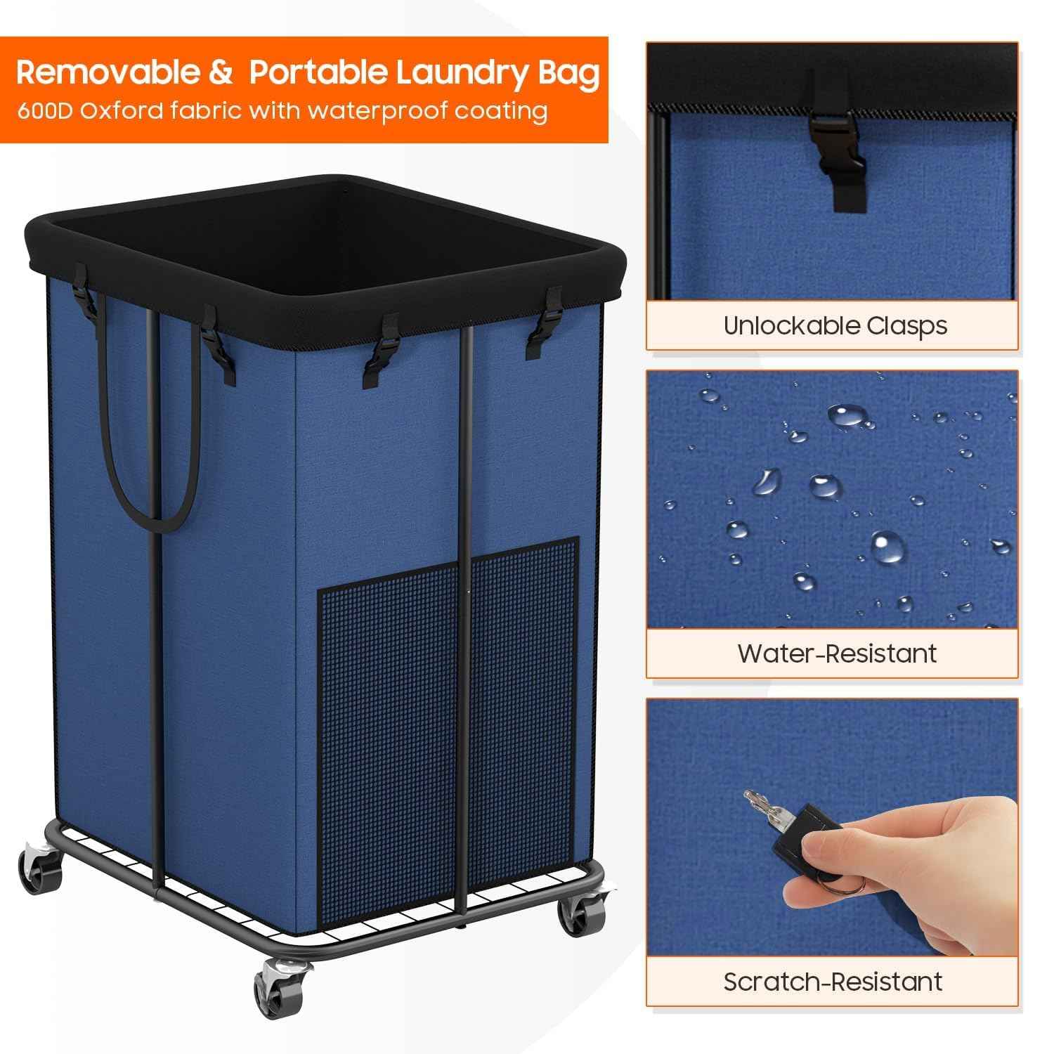 Laundry Hamper with Wheels (99.68 Ounce)