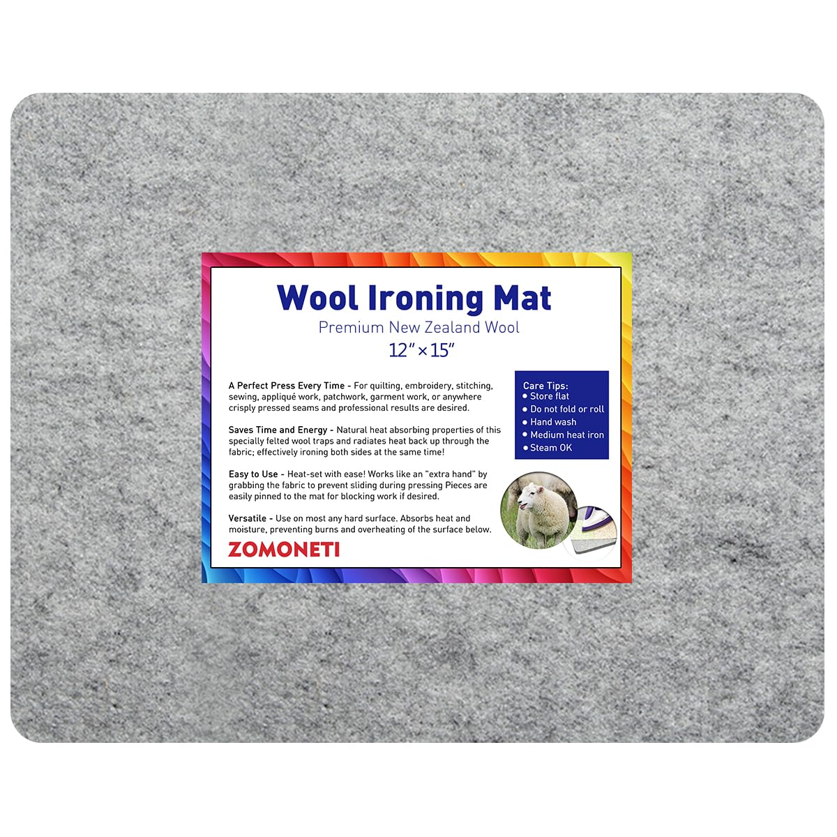 15" x 12" Wool Pressing Mat 100% New Zealand Felted Wool Ironing Mat Pad Blanket for Quilter