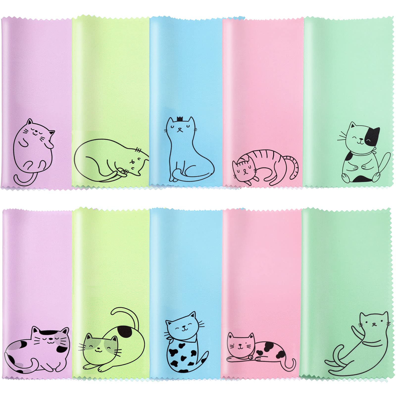 20 Pcs Microfiber Cleaning Cloth Cute Kitty Cat Design Microfiber Cloth Gift Soft Multicolor Glasses Cleaner for Eyeglasses Camera Lens Cell Phone Screens Glasses