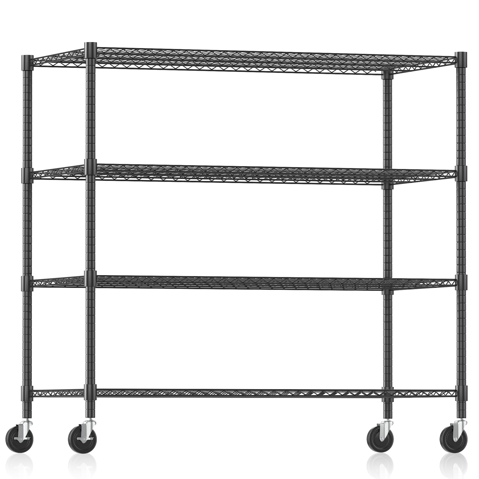 Storage Shelves 60" W Wire Shelving with Wheels 2600LBS Heavy Duty Metal Shelves for Storage