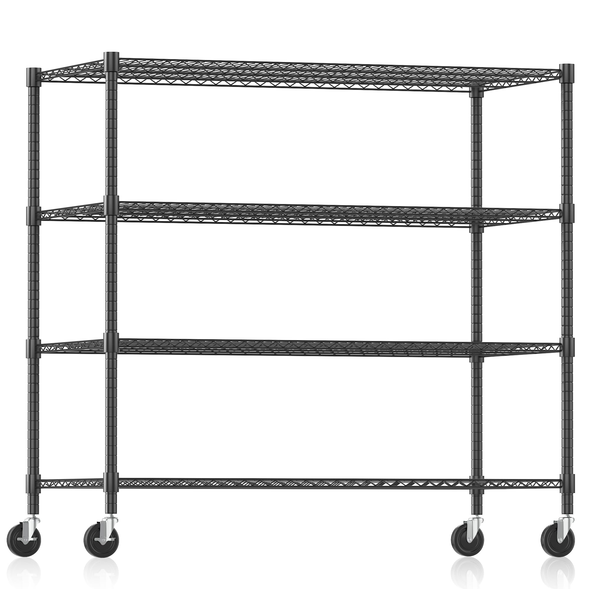 Storage Shelves 60" W Wire Shelving with Wheels 2600LBS Heavy Duty Metal Shelves for Storage
