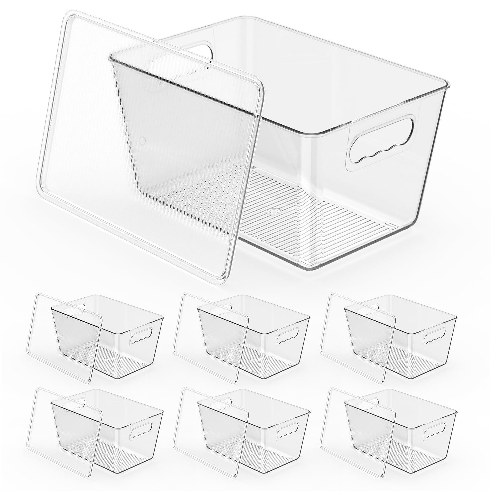 Clear Fridge Organizer with Handles & Lids
