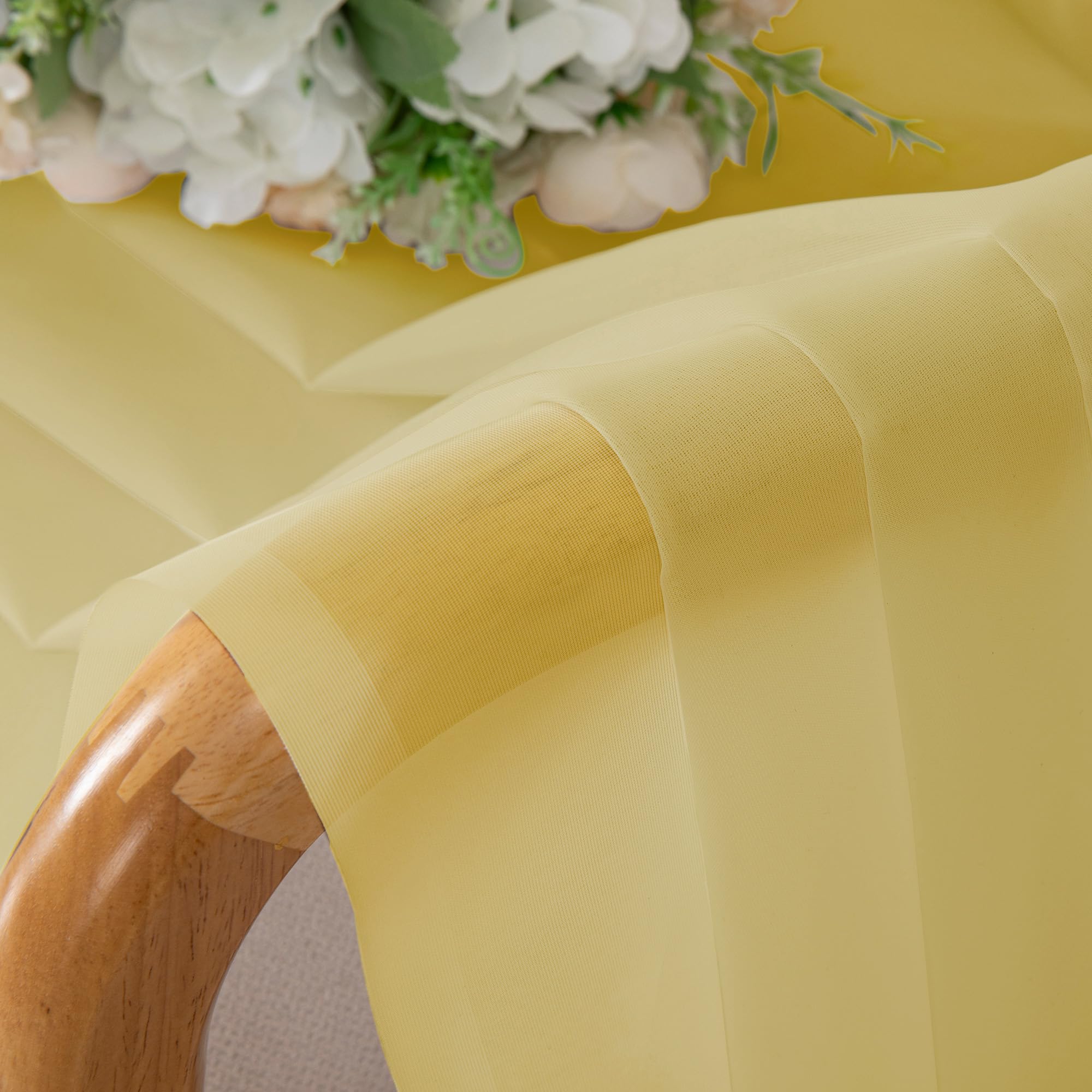 Mustard Yellow Sheer Curtains 45 Inches Long (2 Count)