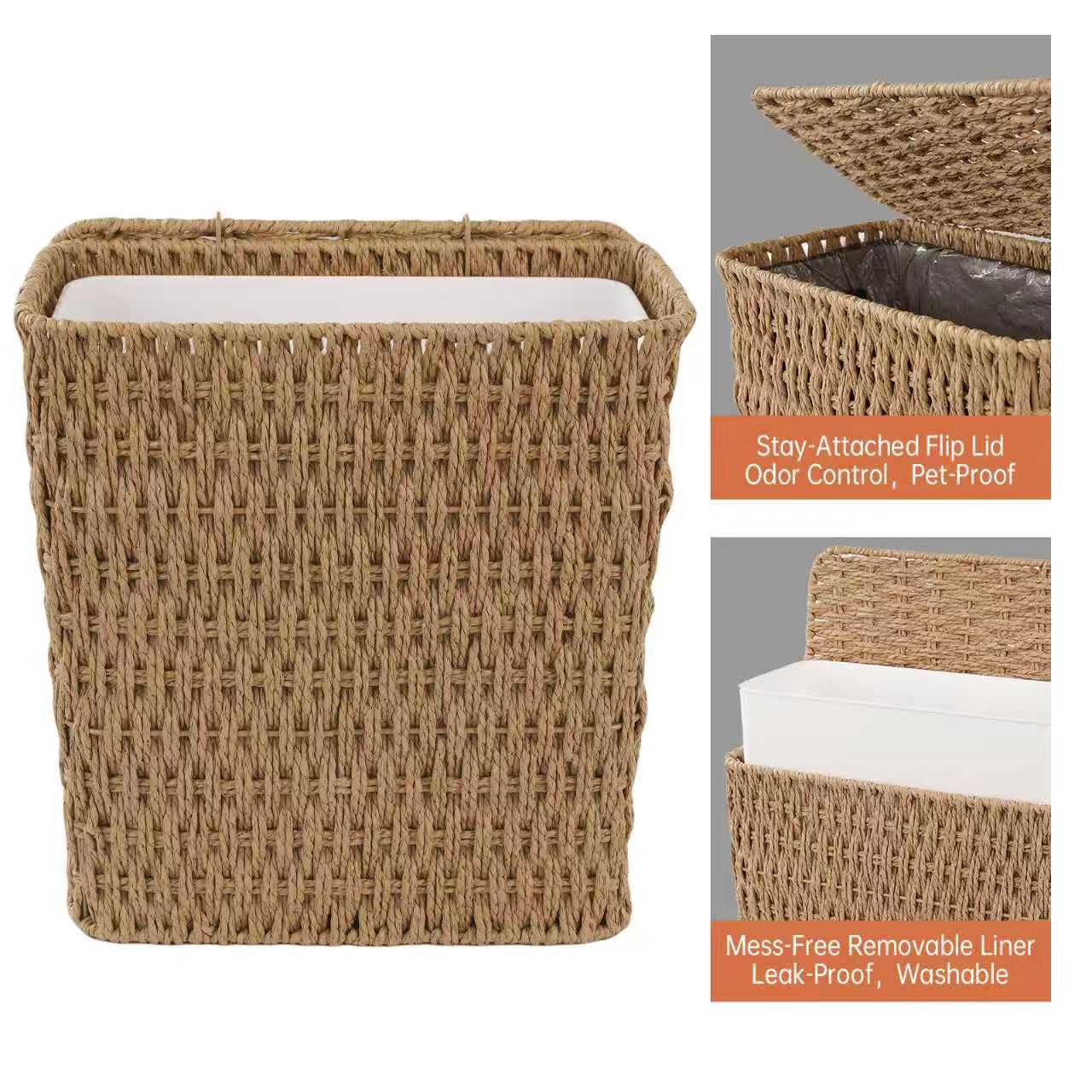 3 Gallon Paper Rope Bathroom Trash Can