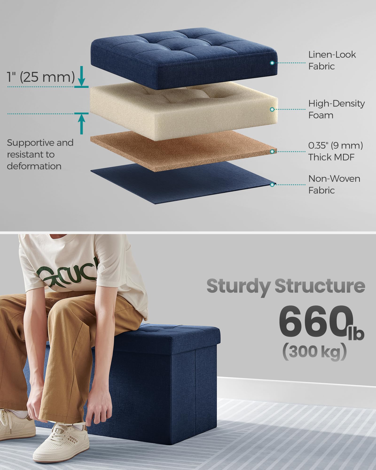 30 Inches Storage Ottoman