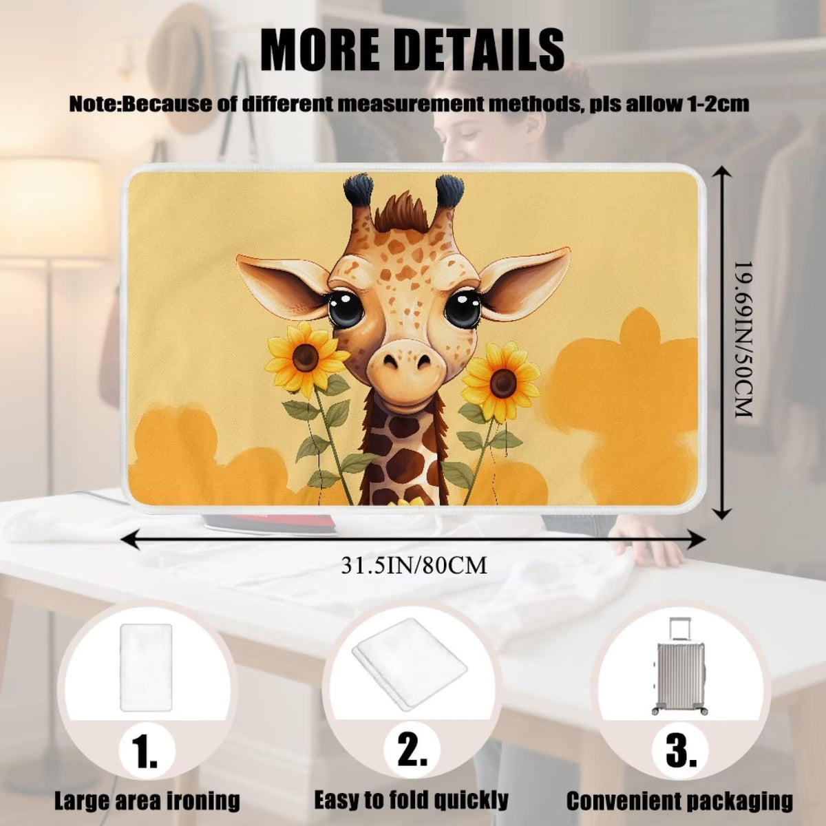 Funny Ironing Mat Portable Giraffe Ironing Pad for Steam Pressing on Tabletop or Bed