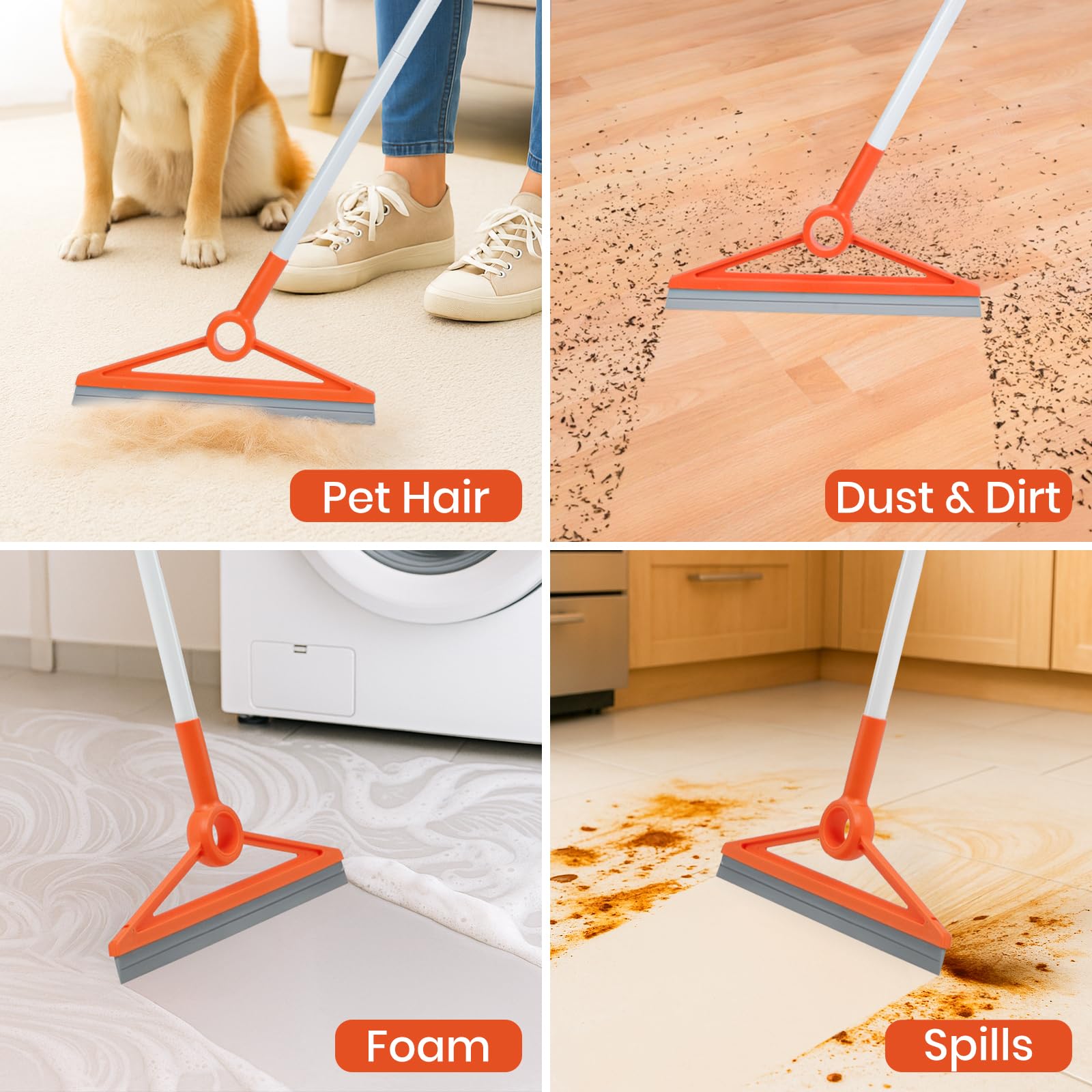 Air Broom with Removable Rubber Strip and Broom Bristle