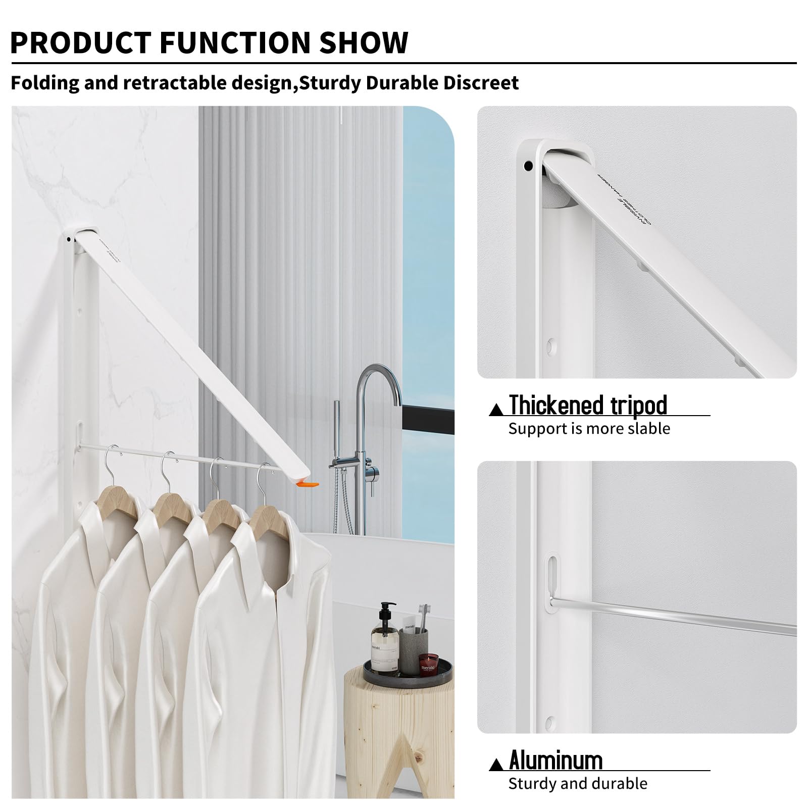 Folding Clothes Hanger Rack Wall mounted for Laundry Clothes Drying Rack