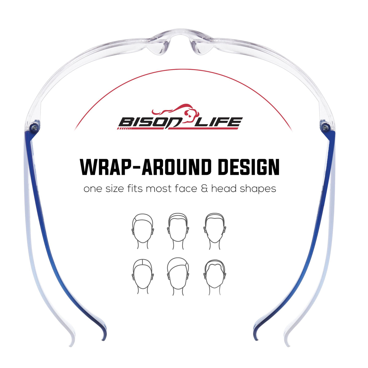 Clear Lens Blue Temple Safety Glasses Bulk 6 Pack (6 Count)