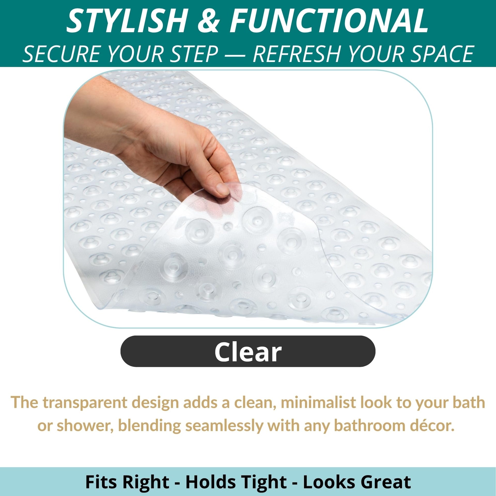 Non Slip Bath & Shower Mat 40x16 Extra Long