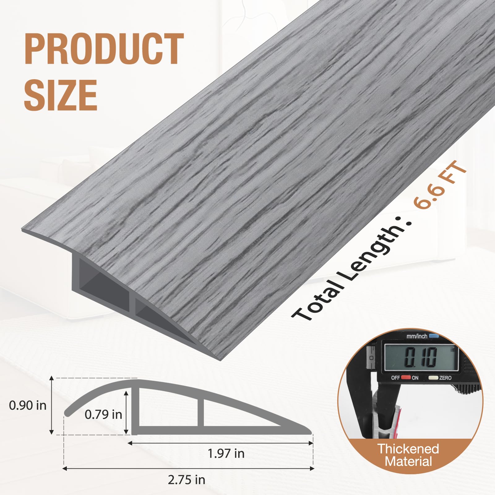 Floor Transition Strip Self Adhesive Vinyl Door Threshold Strip (6.6 Foot)