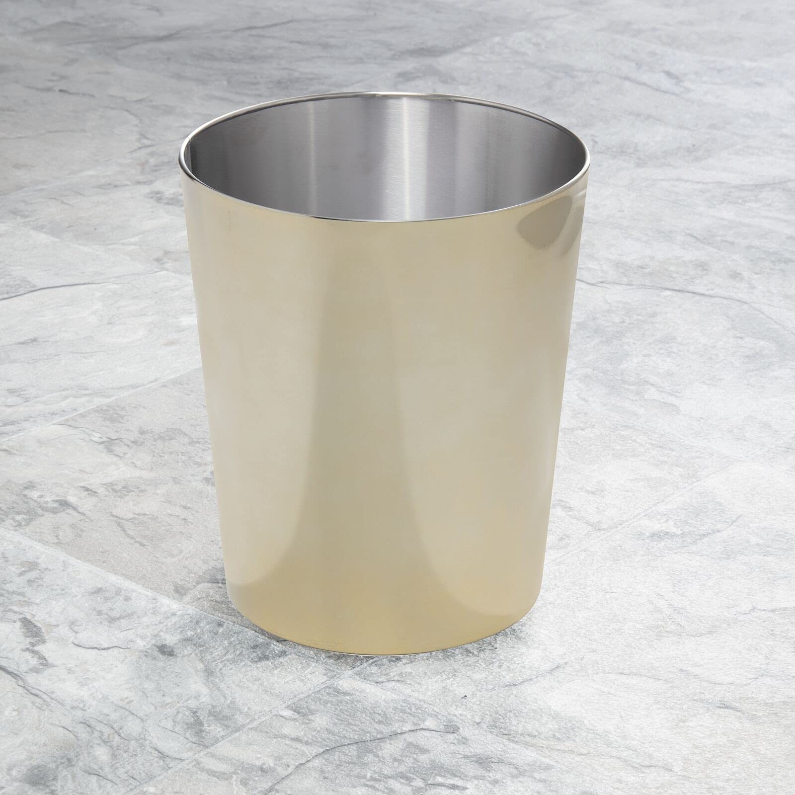 Round Metal Small 1.7 Gallon Recycle Trash Can Wastebasket