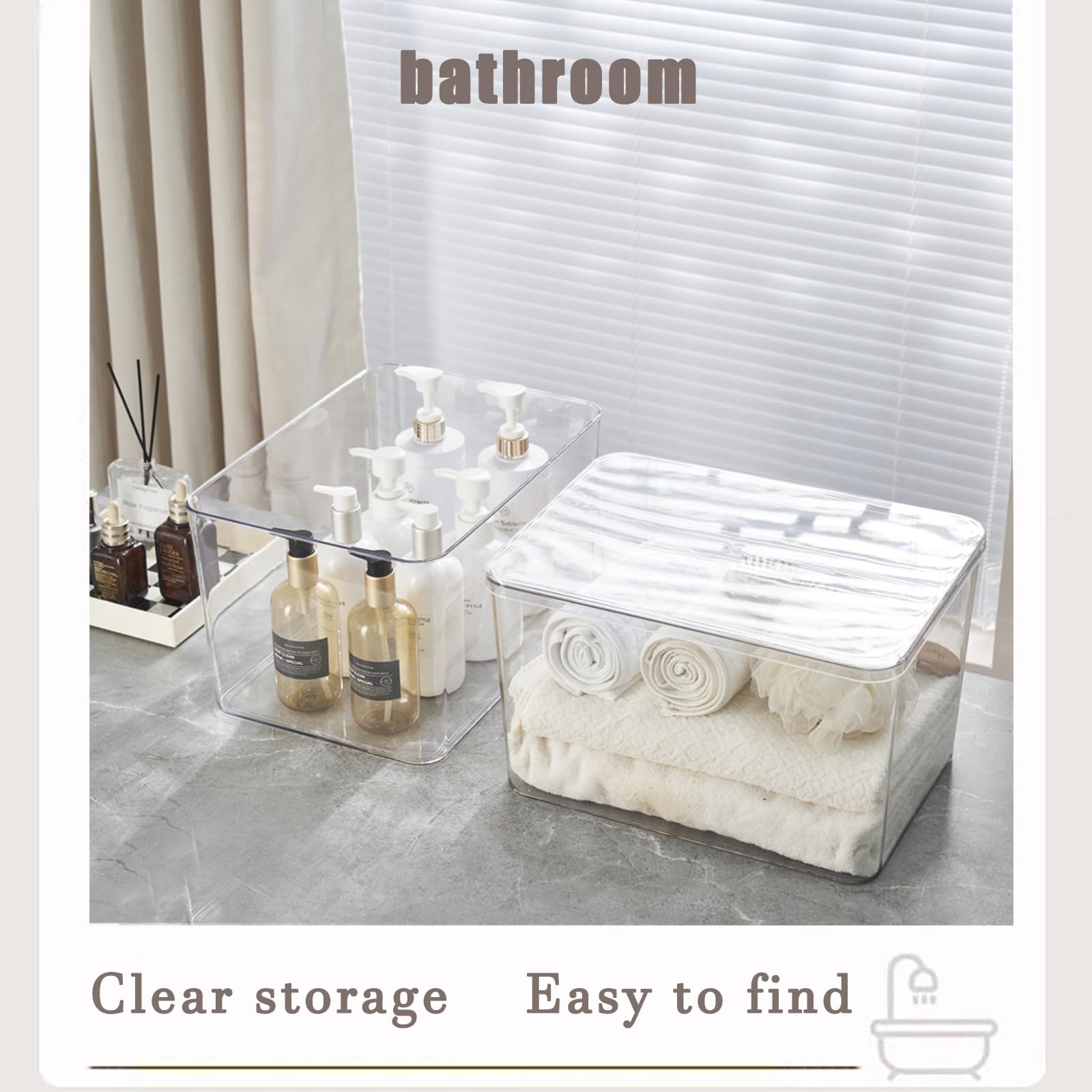 Clear plastic storage bins with LIDS (4 Count)