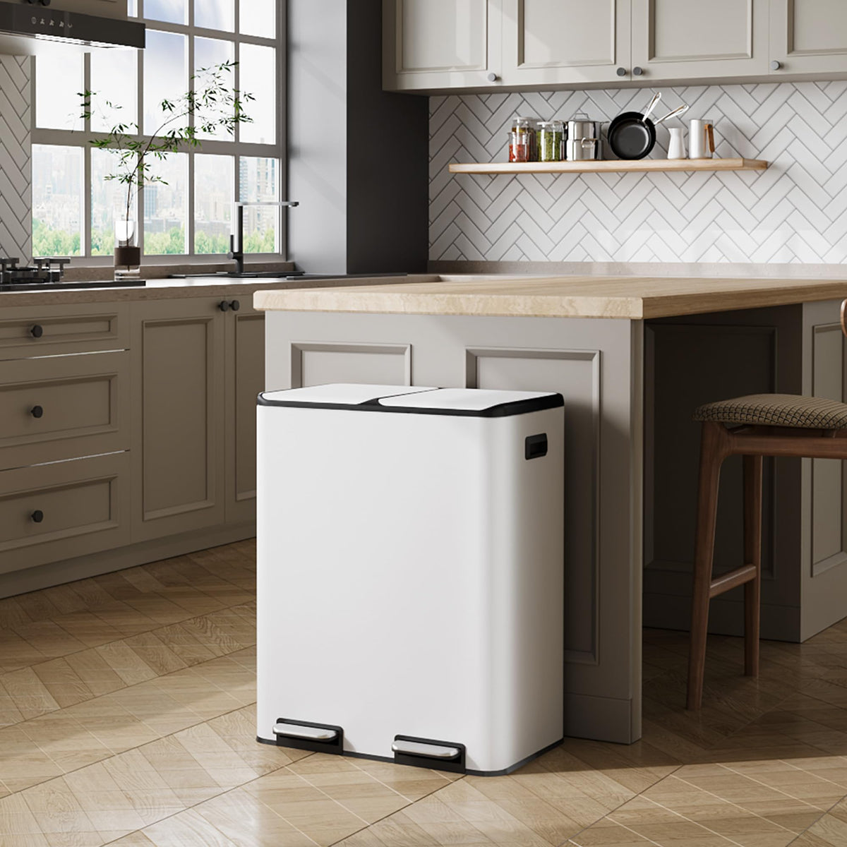 2 x 8 Gallon Stainless Steel Dual Trash Can (2 Count)