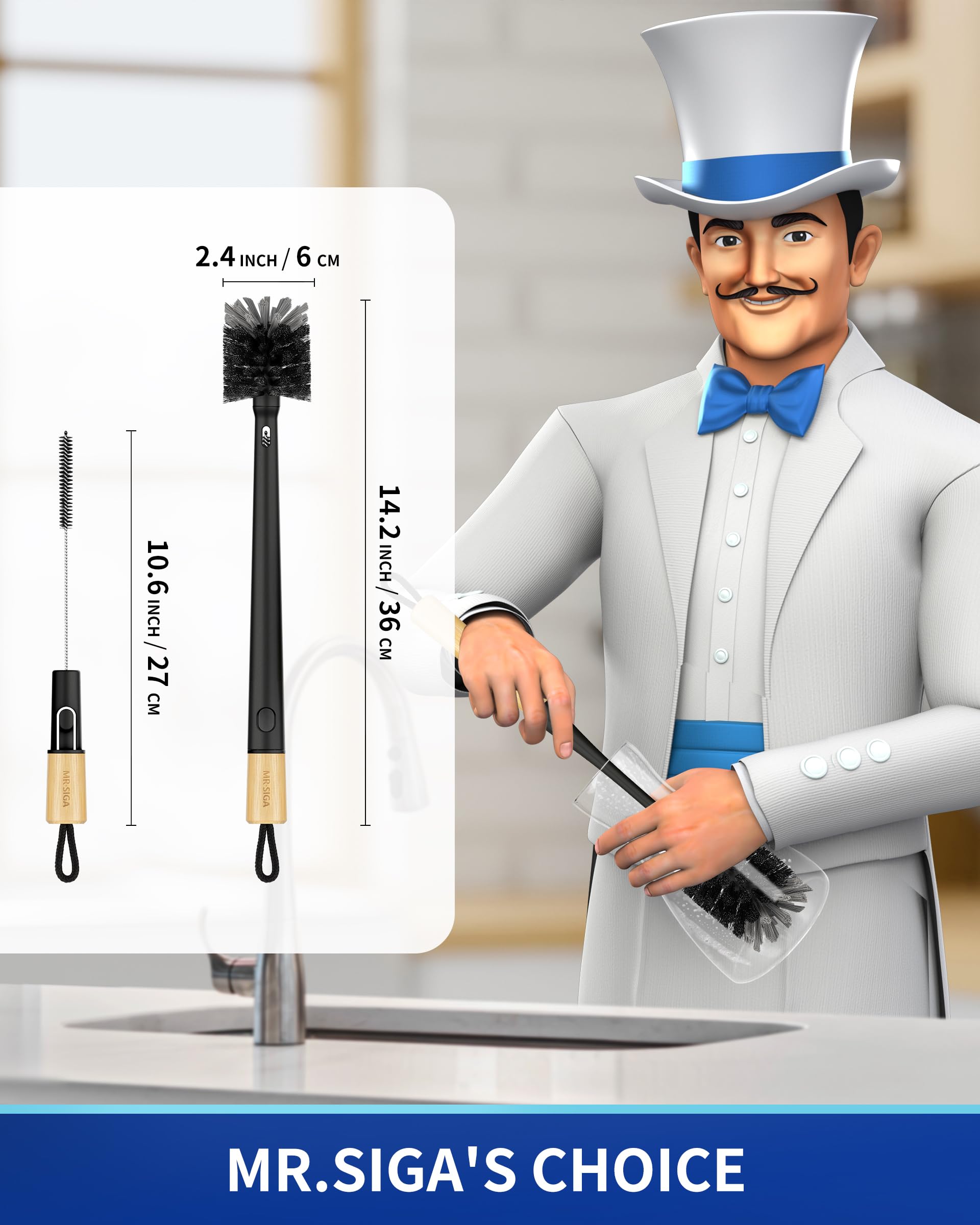 Water Bottle Brush and Straw Cleaner Brush with Long Handle