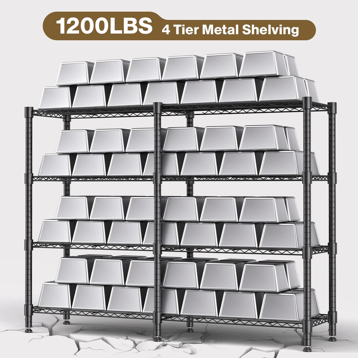 4 Tier Metal Storage Rack (4 Count)