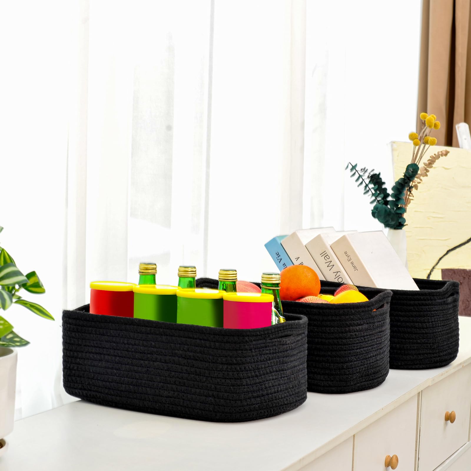 Small Black Baskets for Organizing (3 Count)
