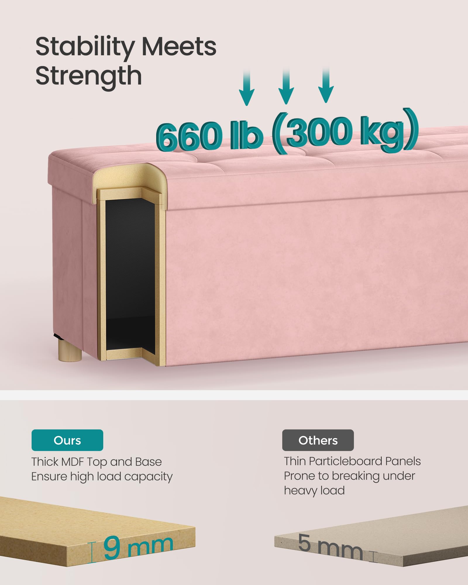 Storage Ottoman Bench with Legs