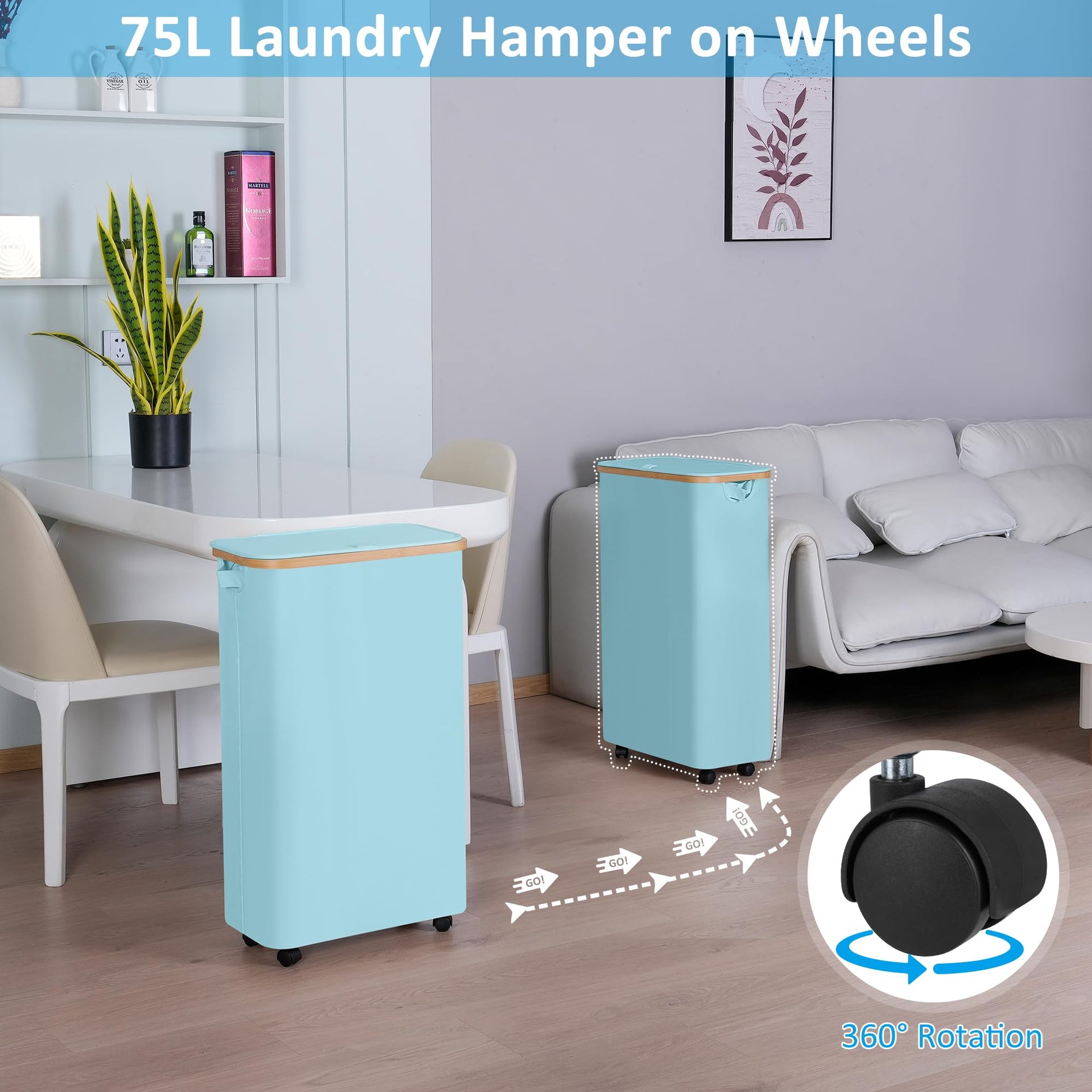 Slim Laundry Hamper with Wheels