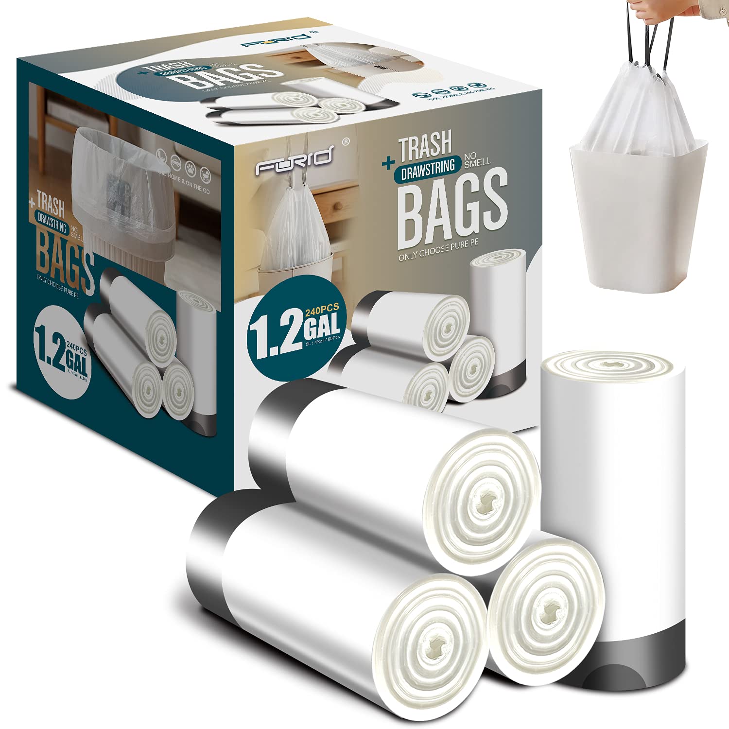 Mini Drawstring Trash bags (240 Count)