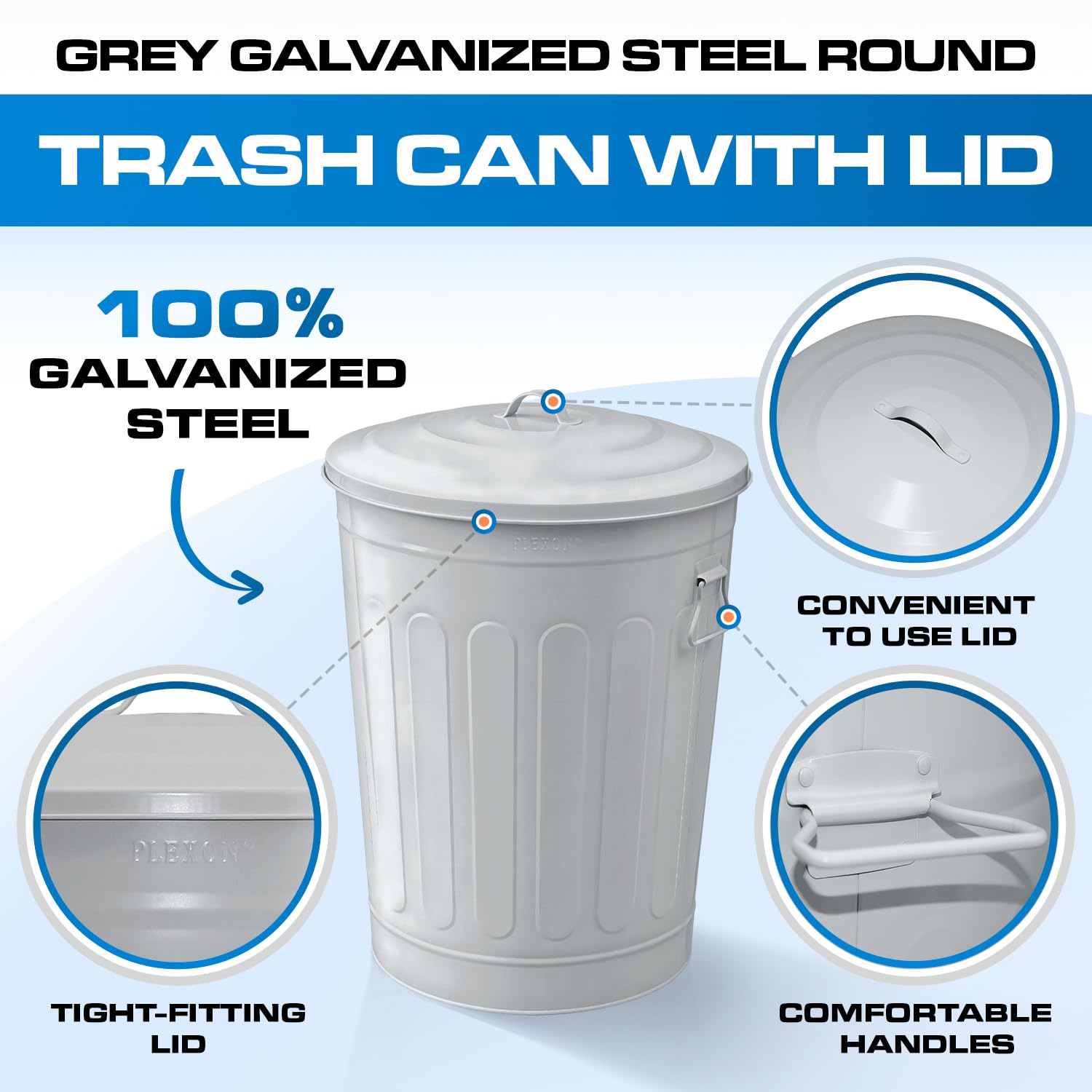 13 Gallon Metal Trash Can with Lid Outdoor Vintage Trash Can Steel Retro Garbage Can for Kitchen Farmhouse Rustic Bird Seed Storage Pet Food Cute Bucket