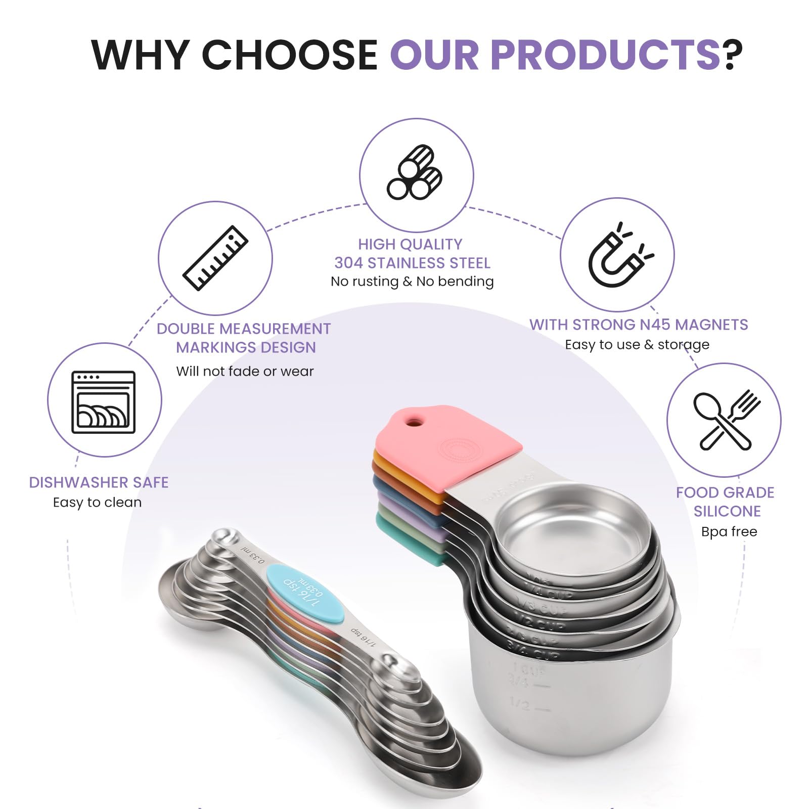 Magnetic Measuring Cups and Spoons Set