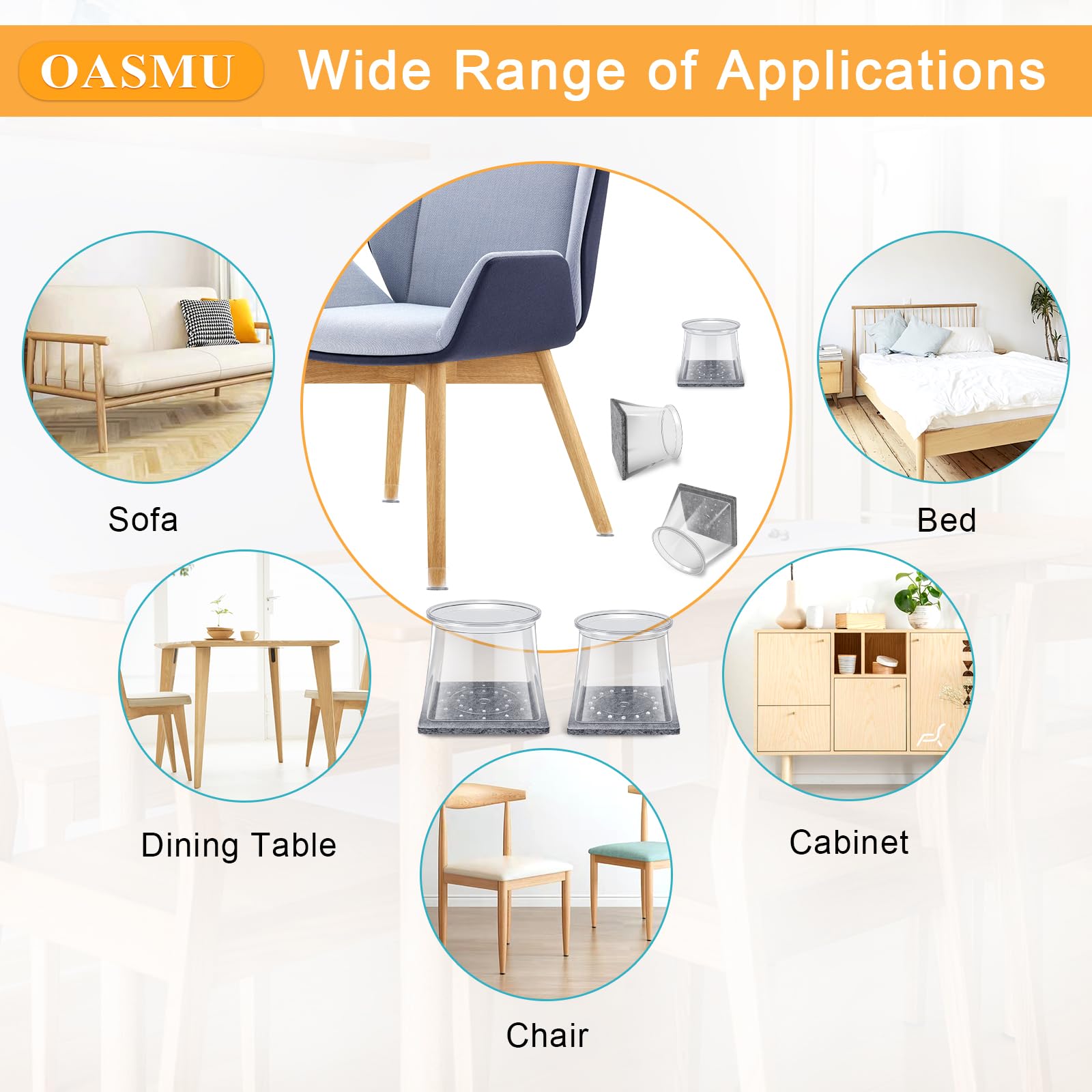 32 Pcs Chair Leg Floor Protectors for Hardwood Floors Square M