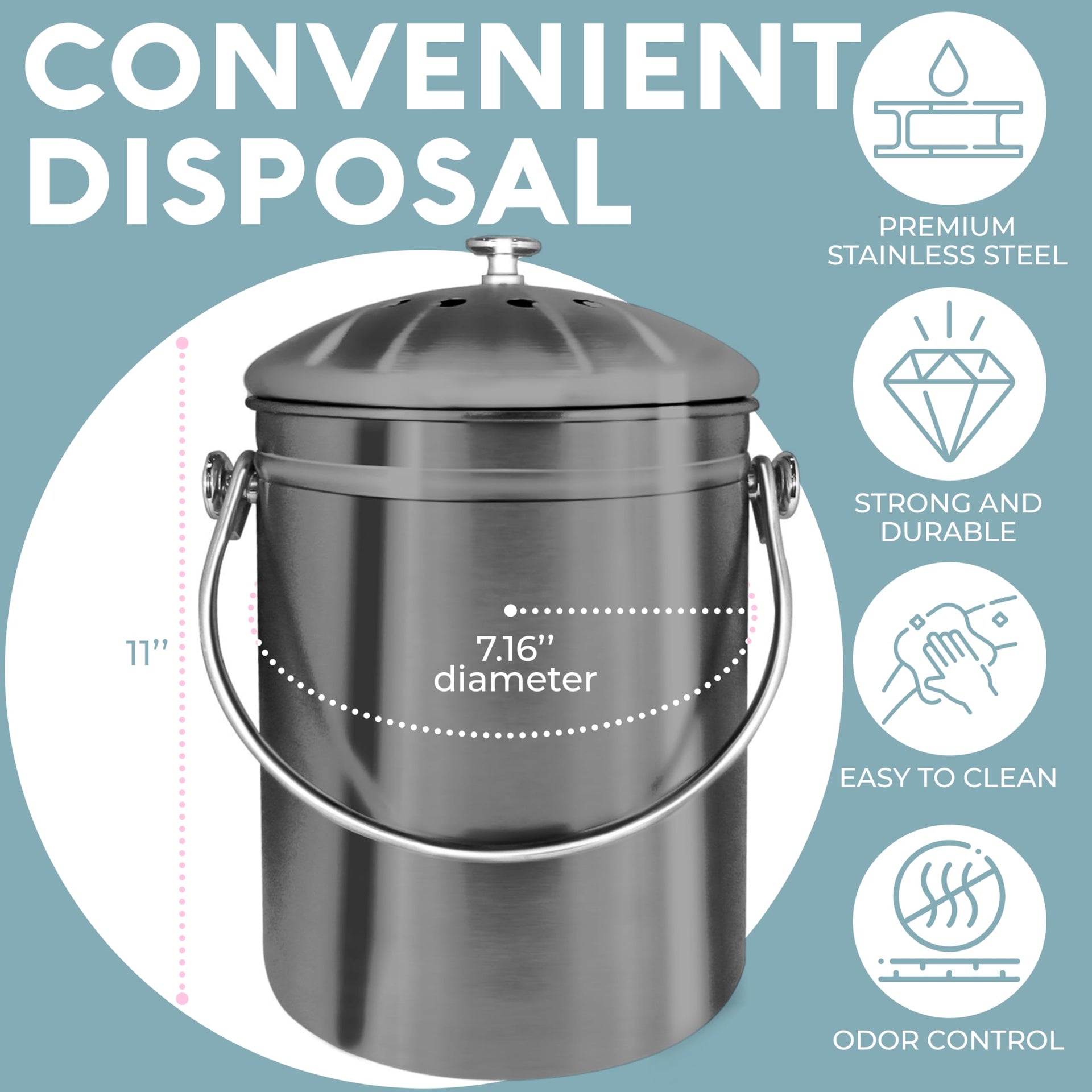 Kitchen Compost Bin for Kicthen Countertops