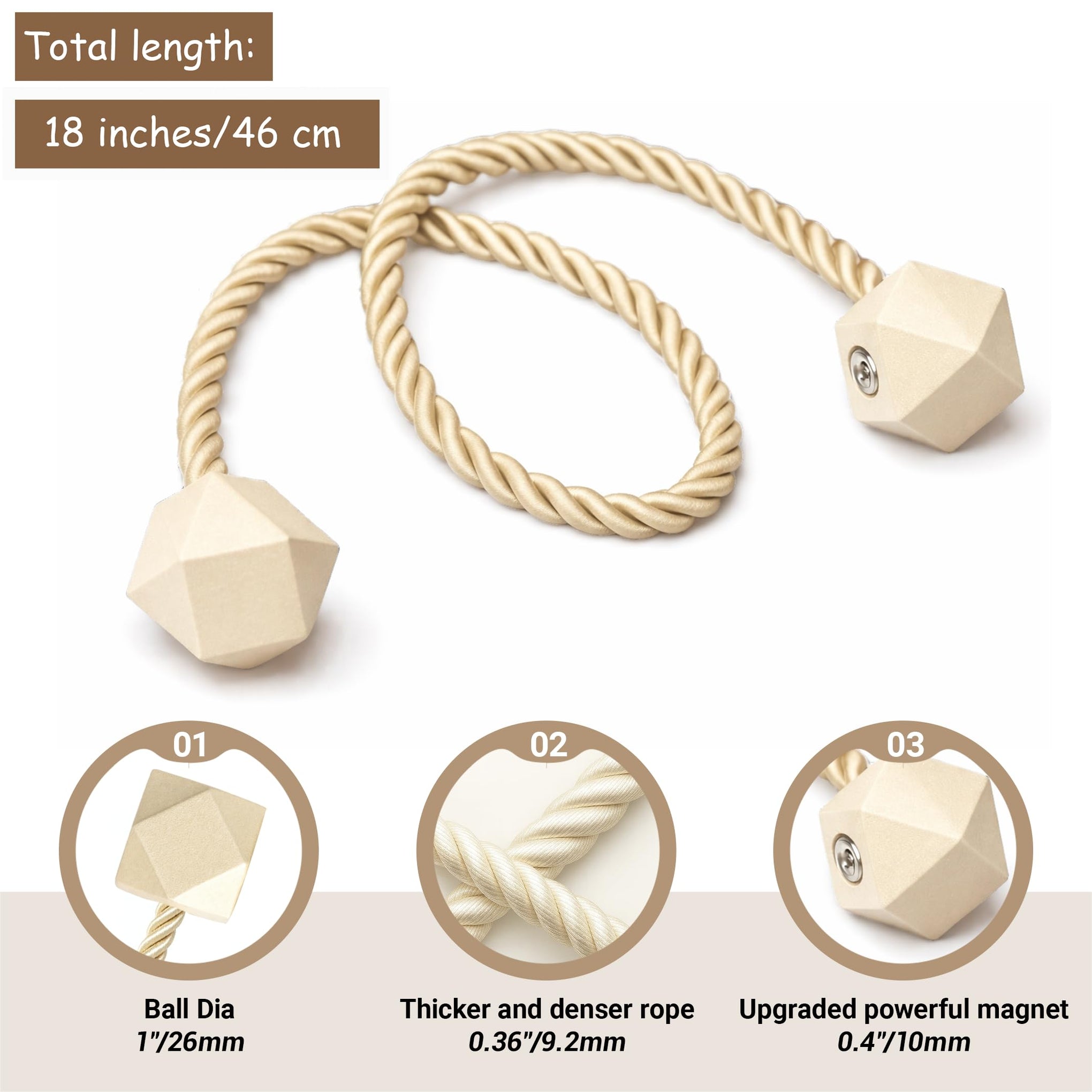 Magnetic Curtain Tiebacks Beige 2pcs (2 Count)